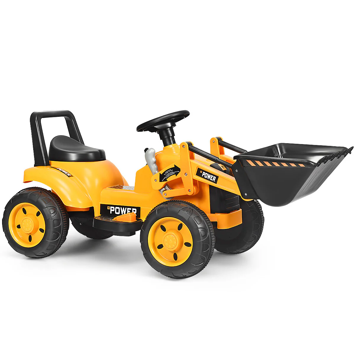 6V Battery-Powered Kids Ride-On Yellow Excavator Tractor with Digging Bucket - Image 12