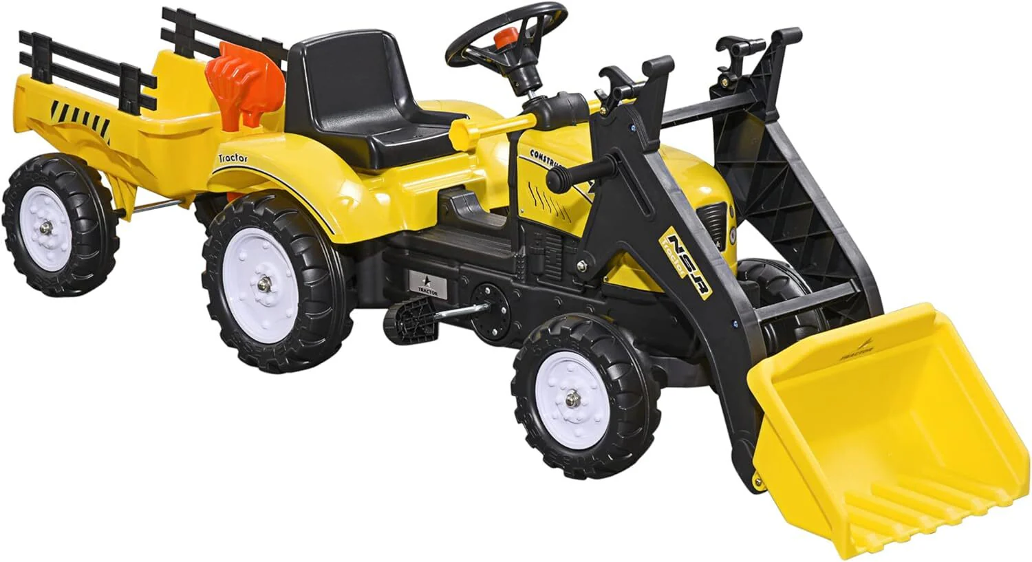 Kids Ride-On Pedal Excavator and Bulldozer with Forward/Backward Movement and 6 Wheels