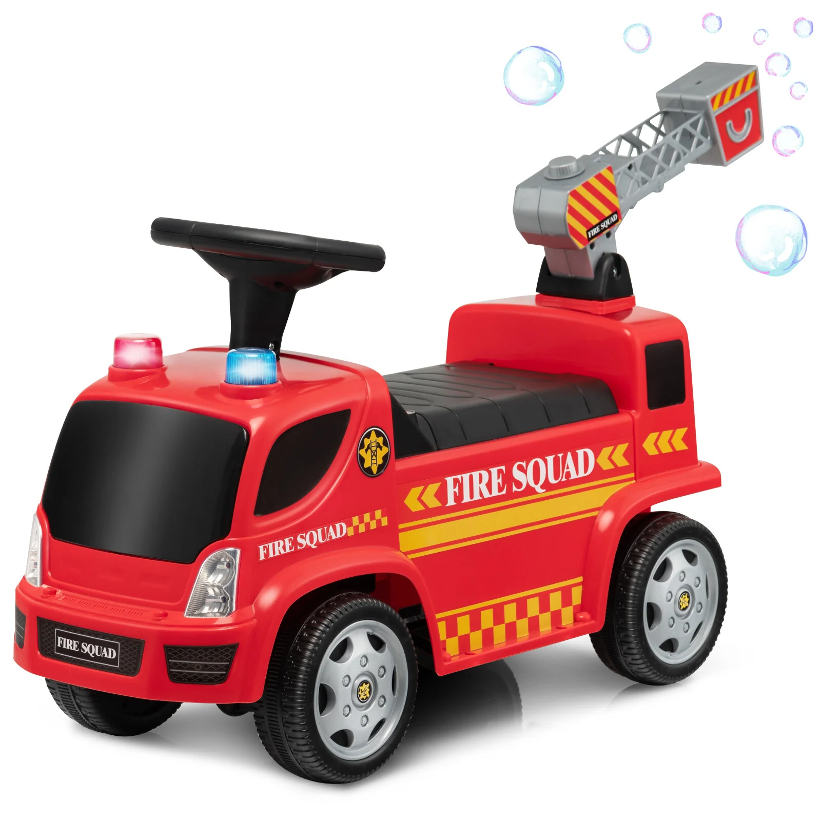 Toddler Ride-On Fire Truck Foot-to-Floor Sliding Car with Sounds and Music
