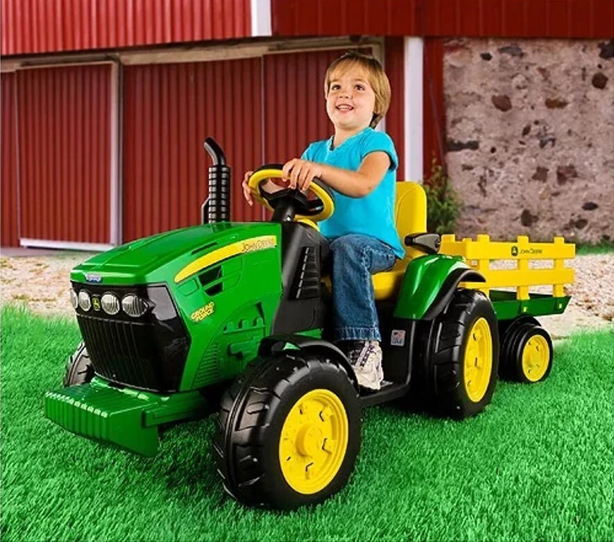 Electric Battery-Powered Ride-On Tractor and Trailer for Kids