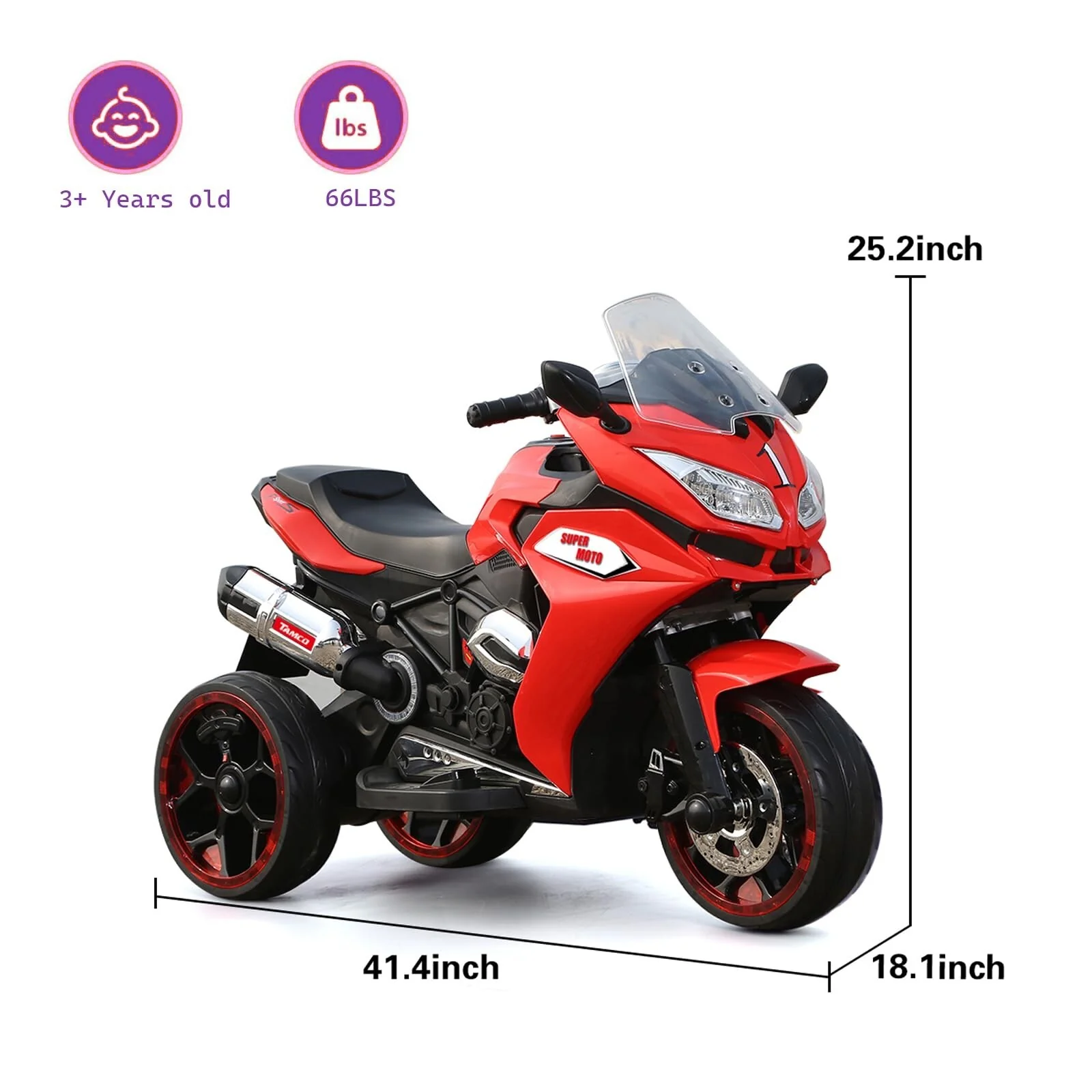 12V Kids Ride-On Motorcycle with 4.5AH Battery and 550W Motor - Image 2