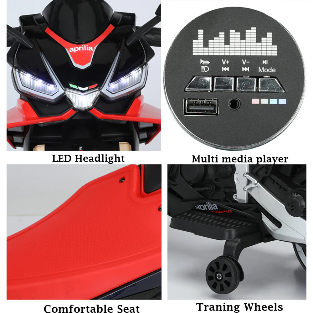 Electric Kids Ride-On Motorcycle with 2MPH Speed, Shock Absorbers, and Training Wheels - Image 4