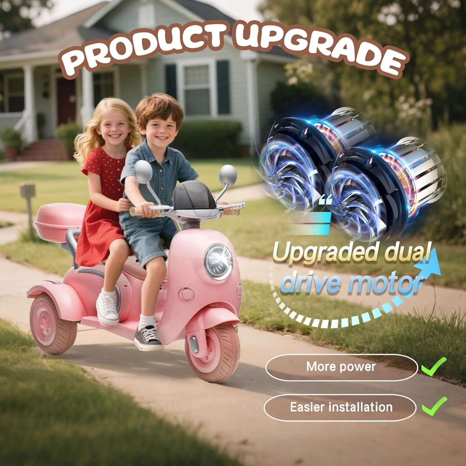 12V Electric 3-Wheel Ride-On Motorcycle for Kids with 1.9–3.1 MPH Speed - Image 3