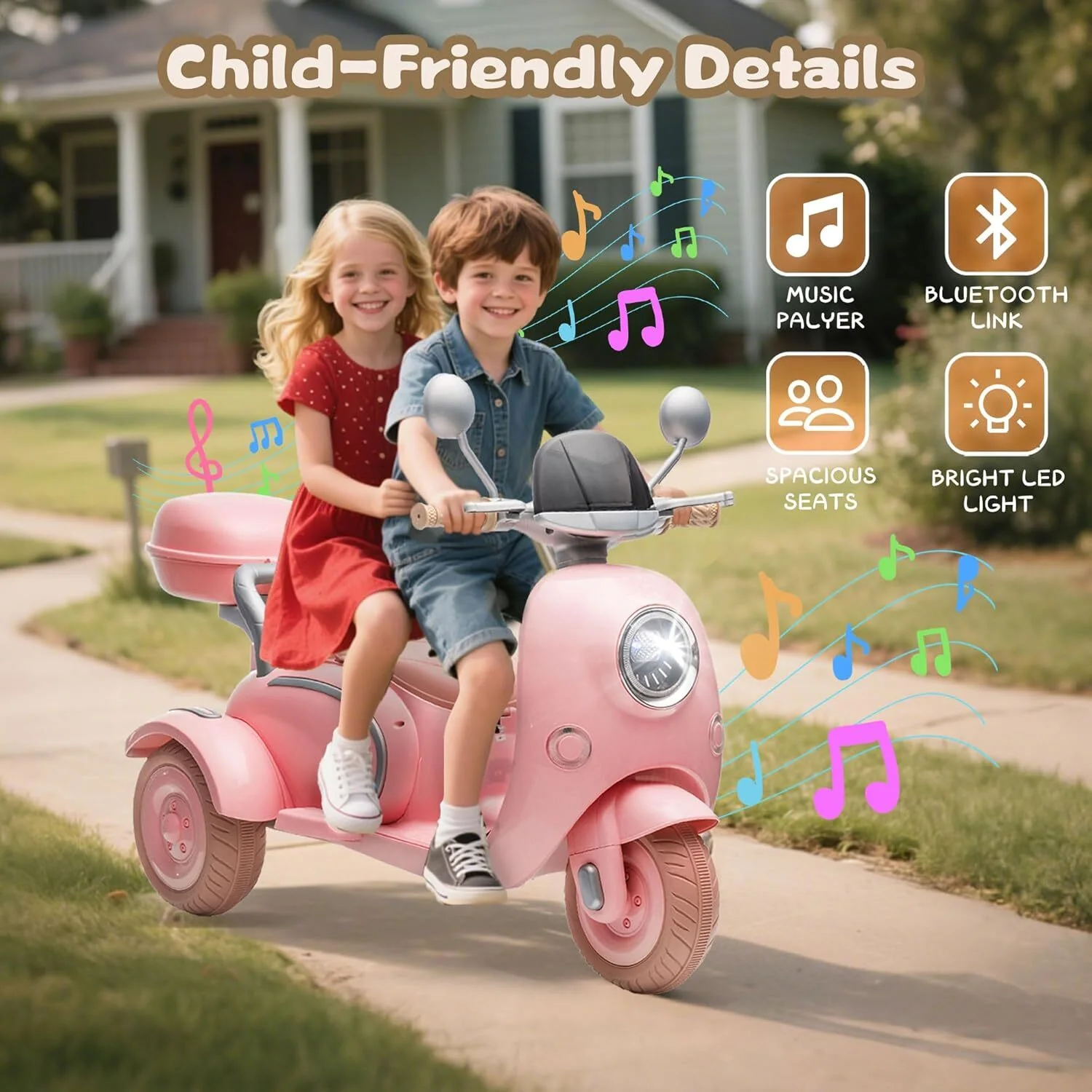 12V Electric 3-Wheel Ride-On Motorcycle for Kids with 1.9–3.1 MPH Speed - Image 7
