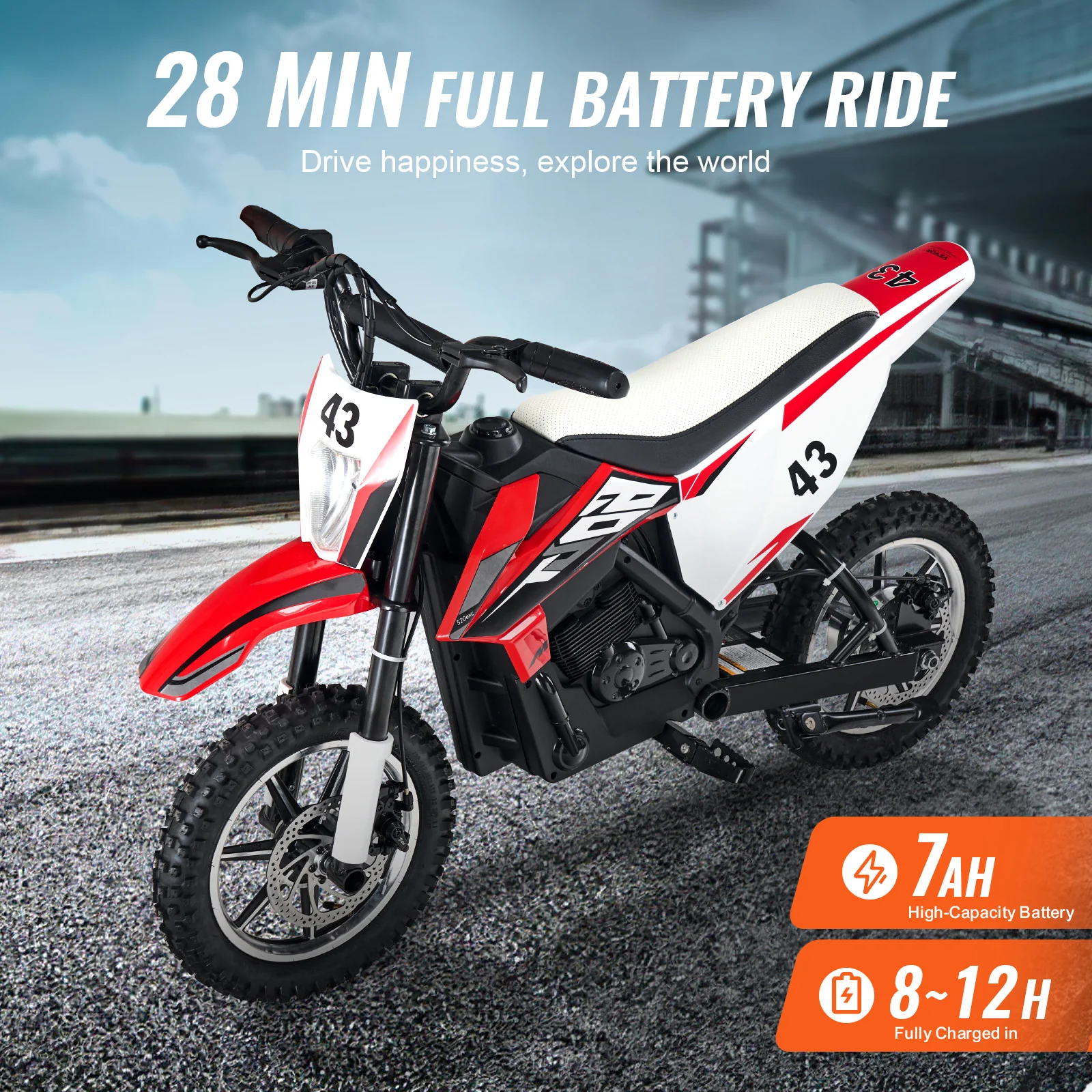 36V Electric Kids Ride-On Motorcycle with LED Lights for Ages 14+ - Image 4