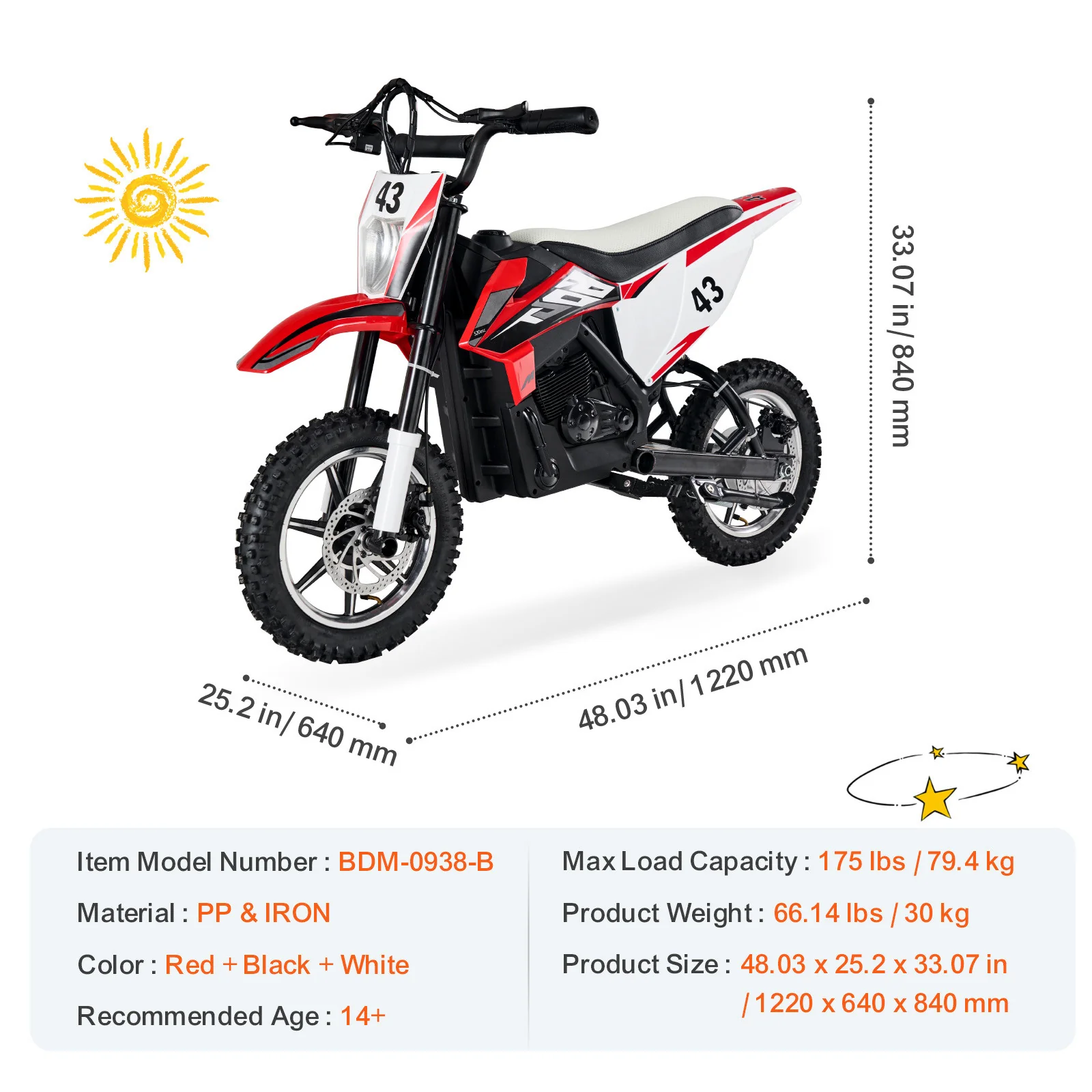 36V Electric Kids Ride-On Motorcycle with LED Lights for Ages 14+ - Image 7
