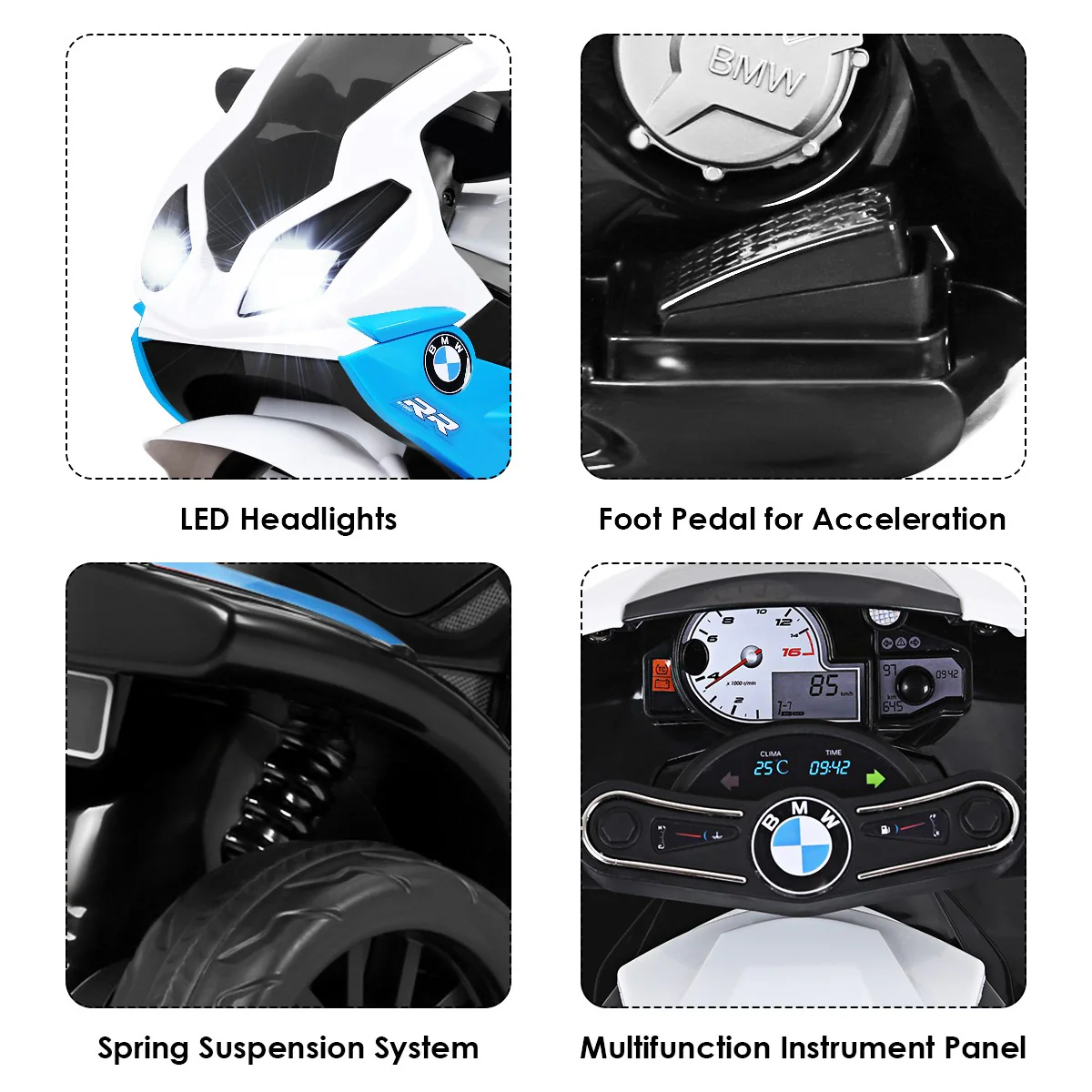 Licensed 6V Electric Kids Ride-On BMW Motorcycle Tricycle with Music and Lights - Image 8