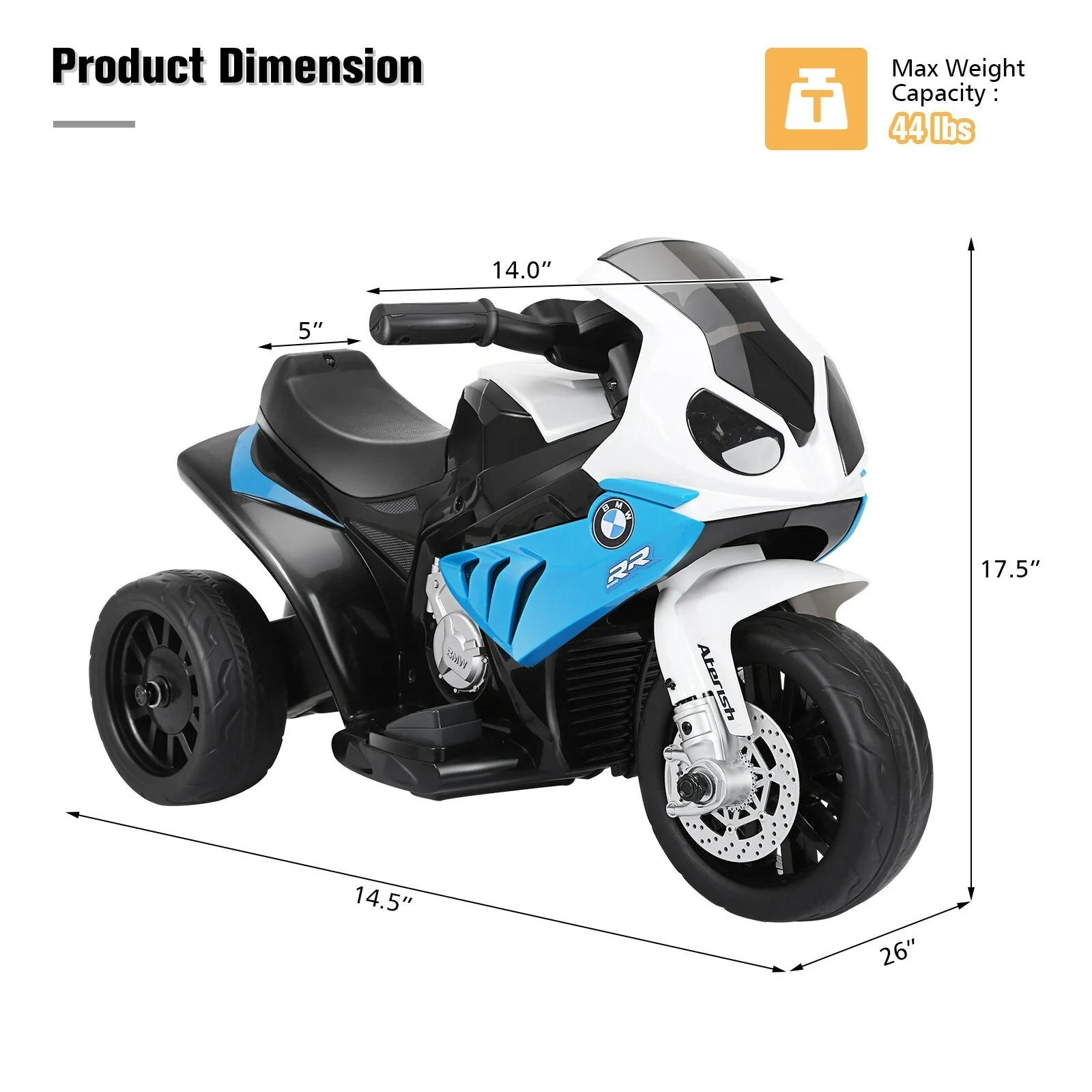 Licensed 6V Electric Kids Ride-On BMW Motorcycle with 3 Wheels, Music, and Lights - Image 4