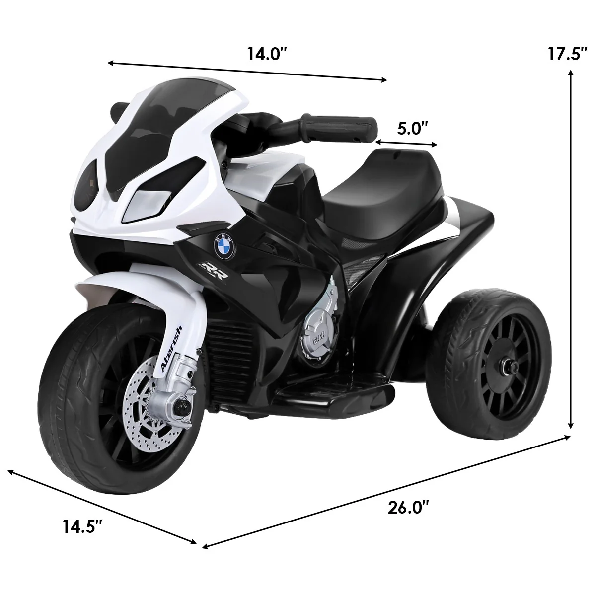 Kids Licensed 6V Electric BMW Ride-On Motorcycle with 3 Wheels, Music, and Lights in Black - Image 2