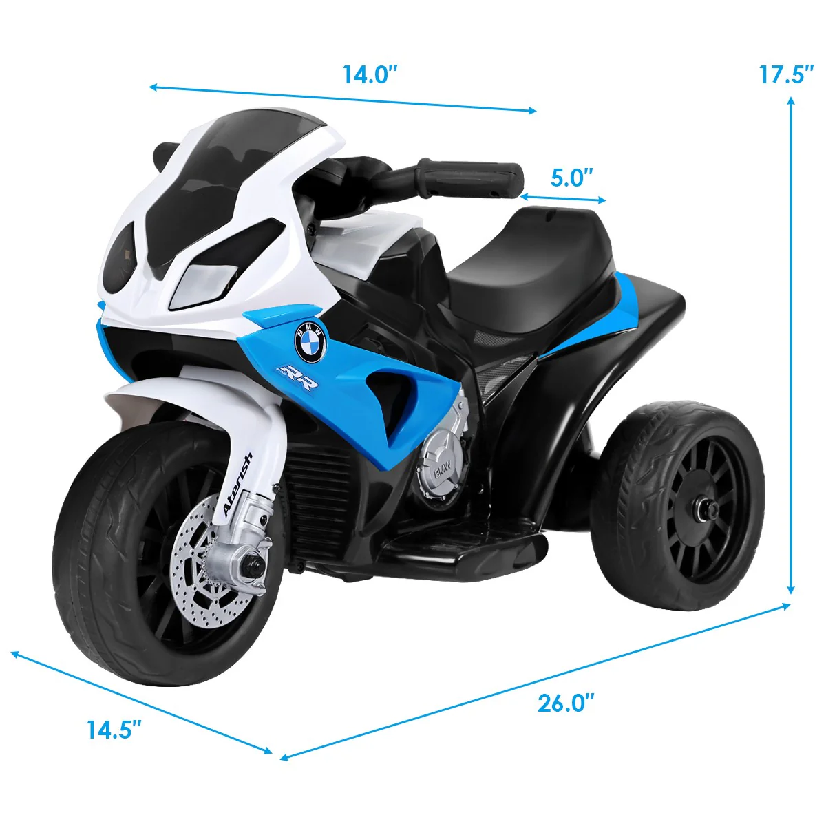 Licensed Kids 6V Electric BMW Ride-On Motorcycle with 3 Wheels, Music, and Lights - Blue - Image 2