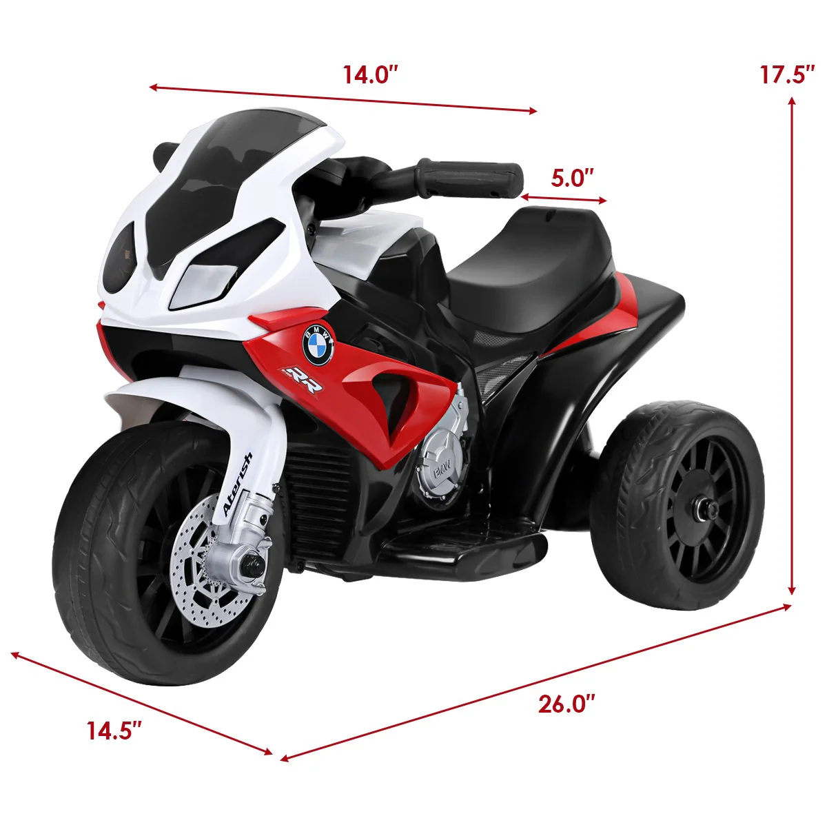 Licensed 6V Electric Kids Ride-On BMW Motorcycle with 3 Wheels, Music, and Lights - Red - Image 2