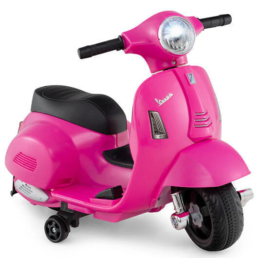 Kids Licensed Vespa Ride-On Motorcycle with LED Headlight and Horn Sound Pink - Image 6