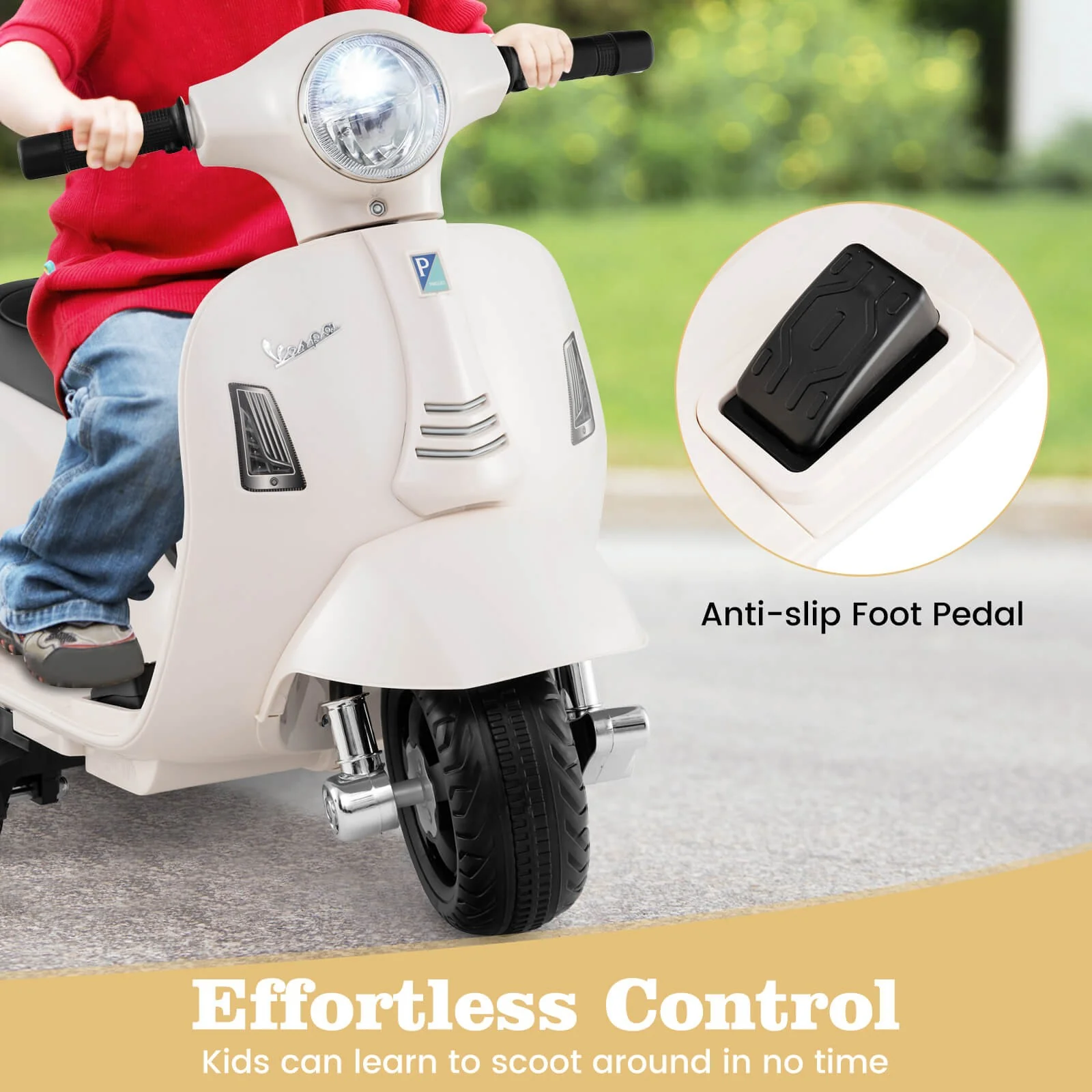 Kids Ride-On Motorcycle with Training Wheels, Headlight, Horn, and 6V Battery - Image 6
