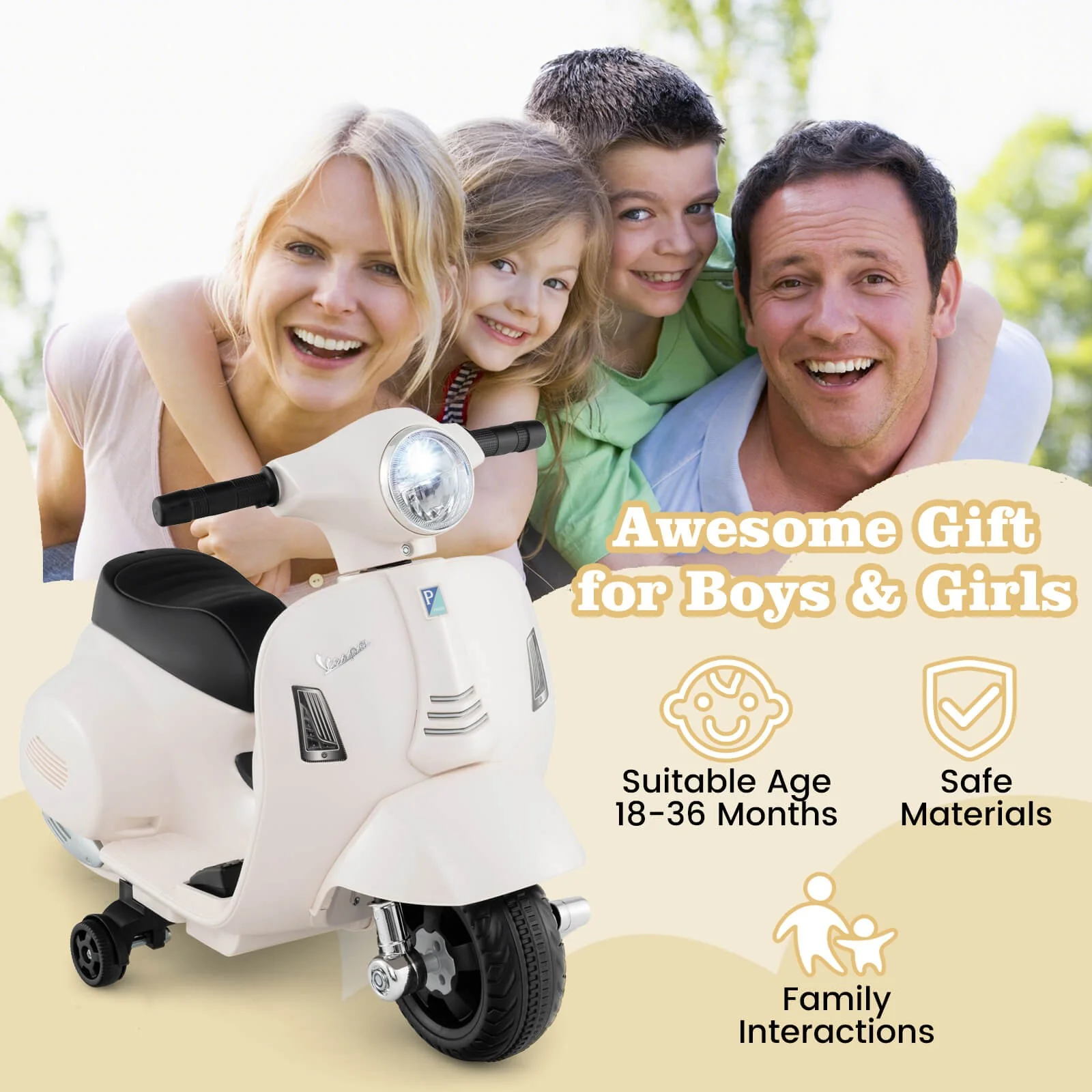 Kids Ride-On Motorcycle with Training Wheels, Headlight, Horn, and 6V Battery - Image 8