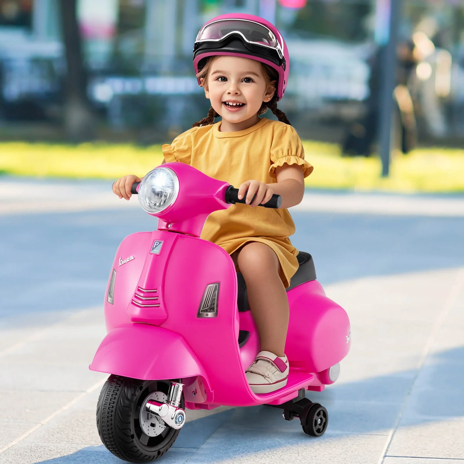 Kids Ride-On Motorcycle with Training Wheels, Headlight, Horn, and 6V Battery - Image 3
