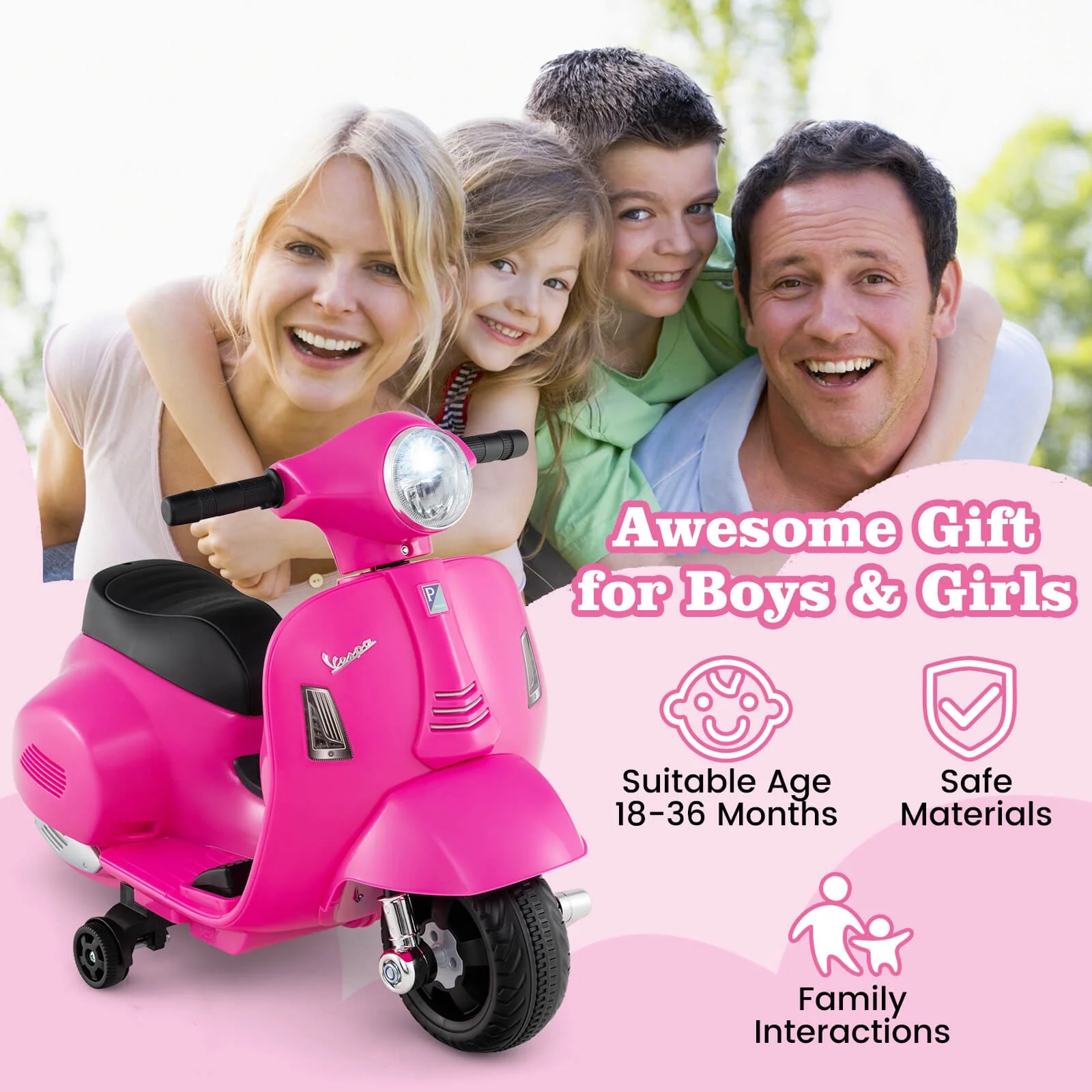 Kids Ride-On Motorcycle with Training Wheels, Headlight, Horn, and 6V Battery - Image 8