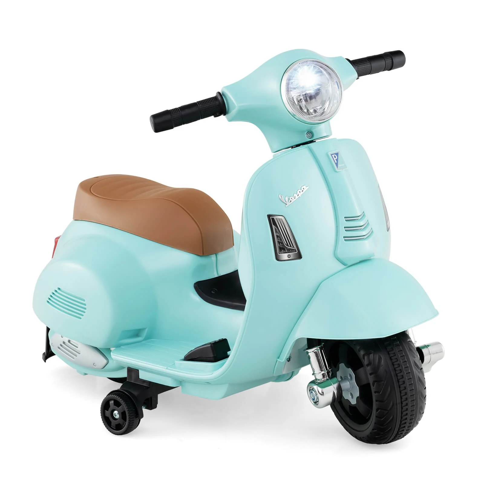 Kids Ride-On Motorcycle with Training Wheels, Headlight, Horn, and 6V Battery