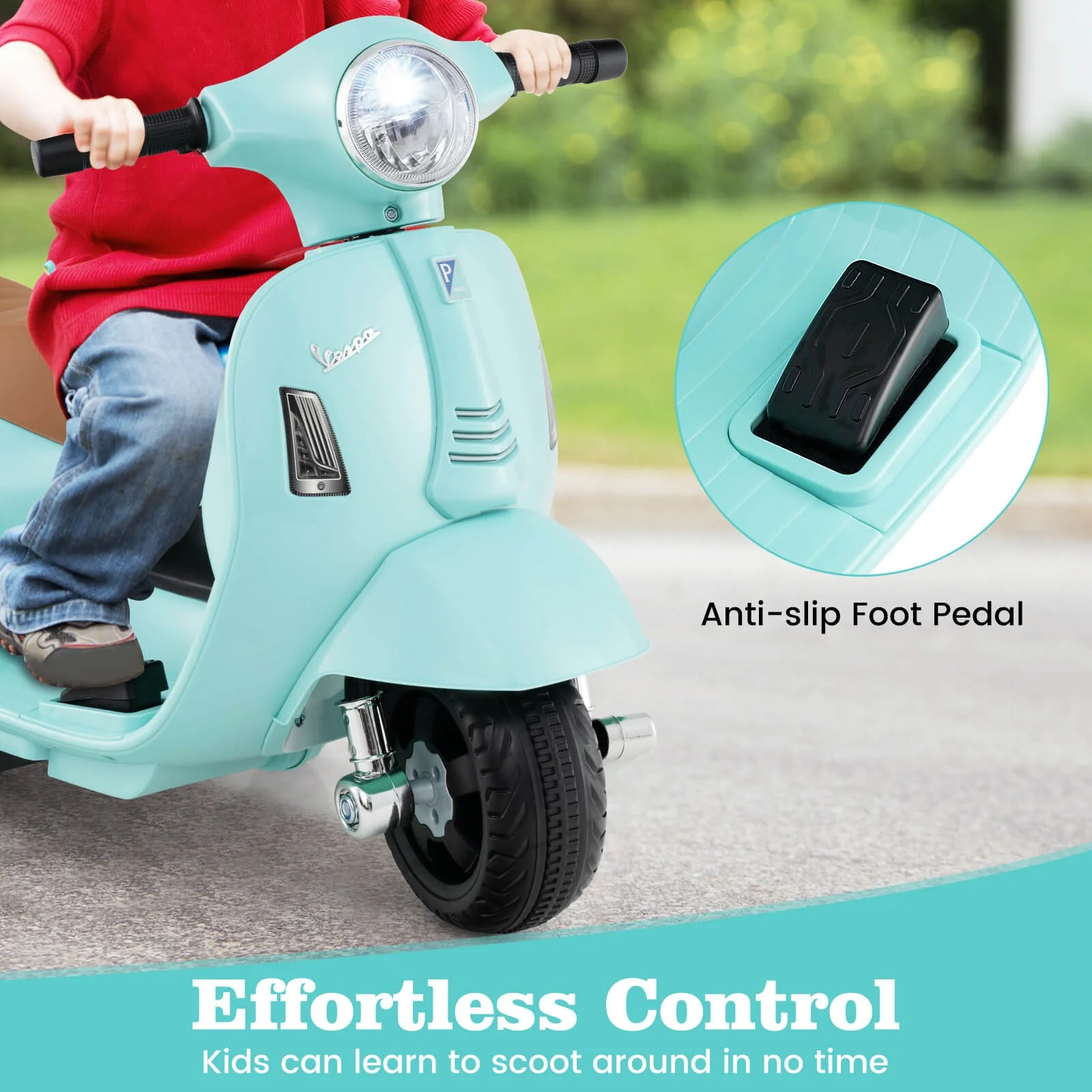 Kids Ride-On Motorcycle with Training Wheels, Headlight, Horn, and 6V Battery - Image 6
