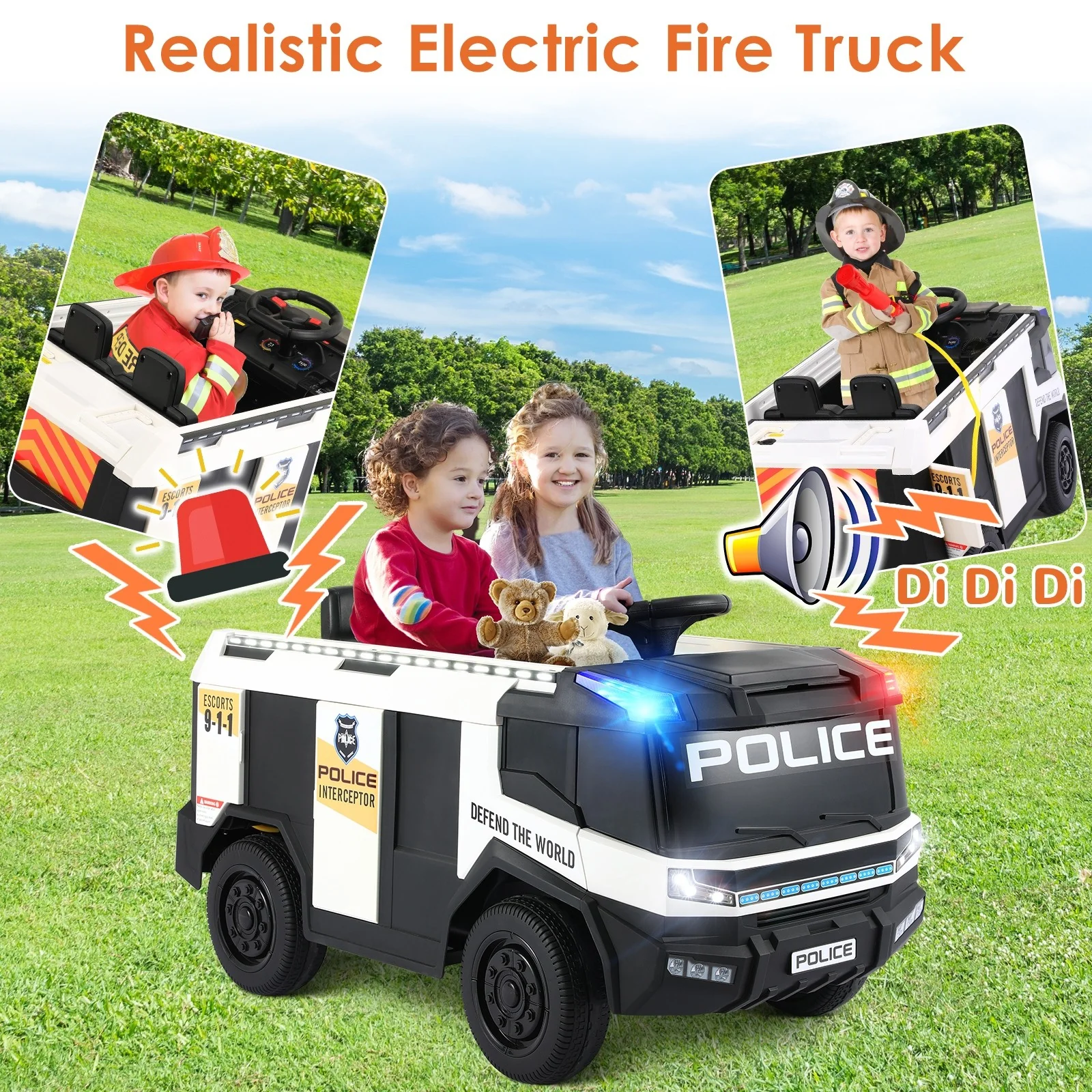 12V Kids Electric Ride-On Police Car with Remote Control Toy Vehicle - Image 13