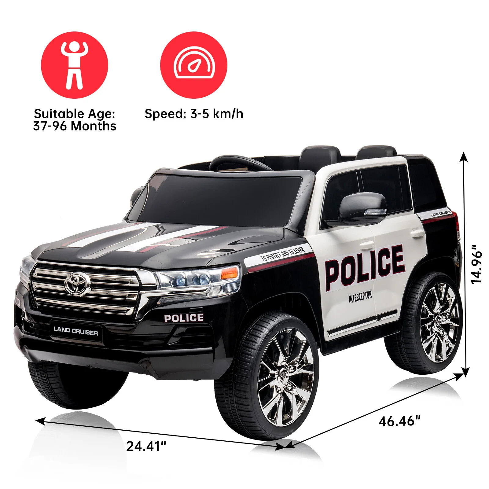12V Electric Battery-Powered Kids Ride-On Police SUV with Remote Control - Image 3