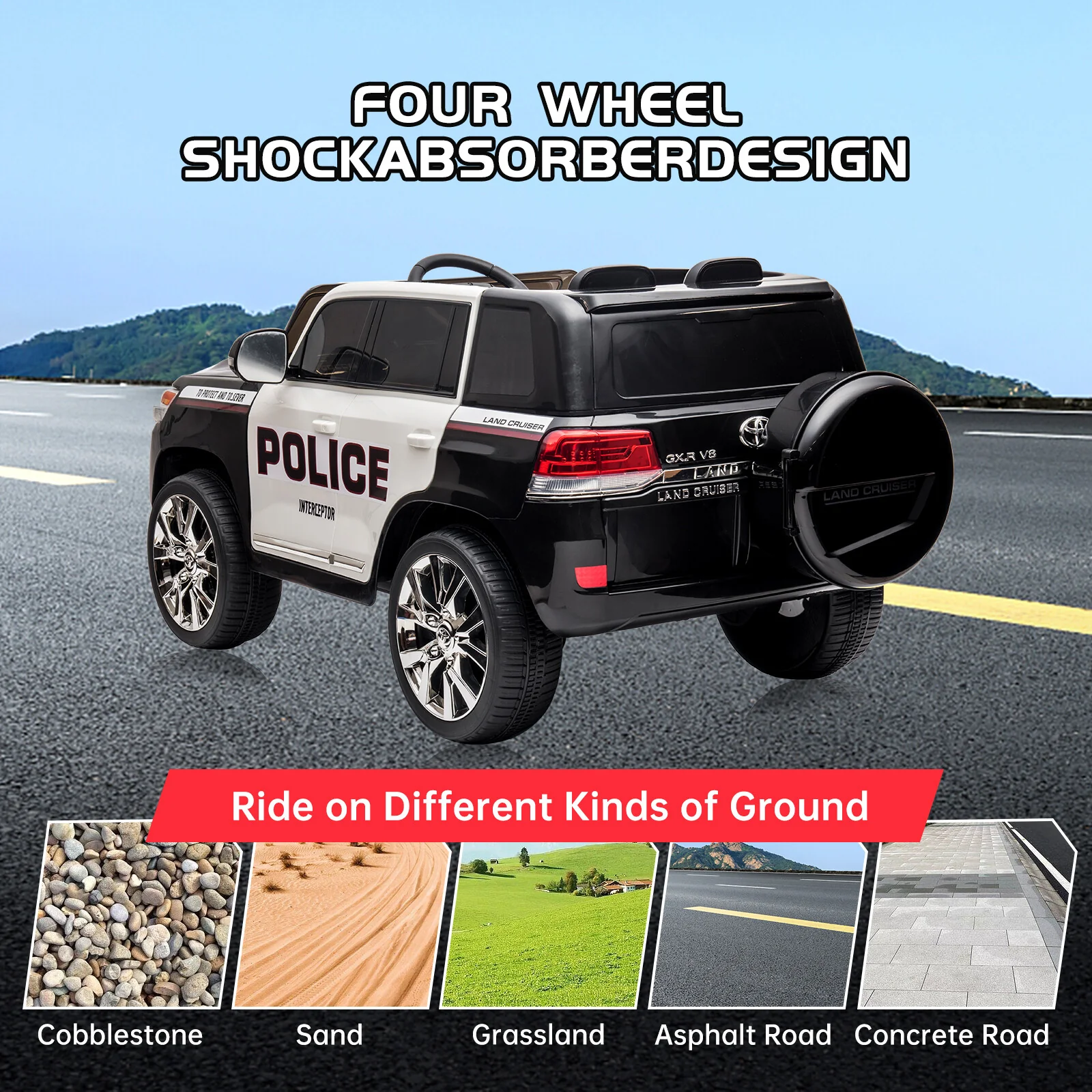 12V Electric Battery-Powered Kids Ride-On Police SUV with Remote Control - Image 4