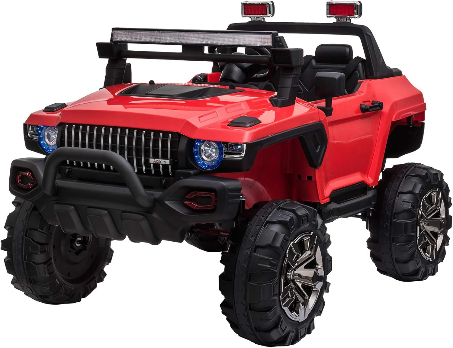 12V Electric Red Kids Ride-On Police SUV Truck with 2 Seats, Remote Control and MP3 Player - Image 10