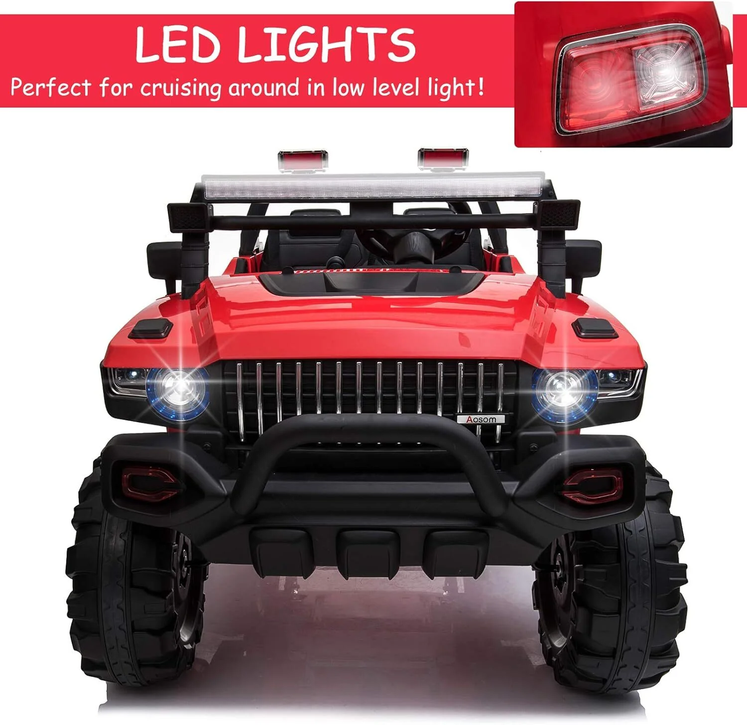 12V Electric Red Kids Ride-On Police SUV Truck with 2 Seats, Remote Control and MP3 Player - Image 6