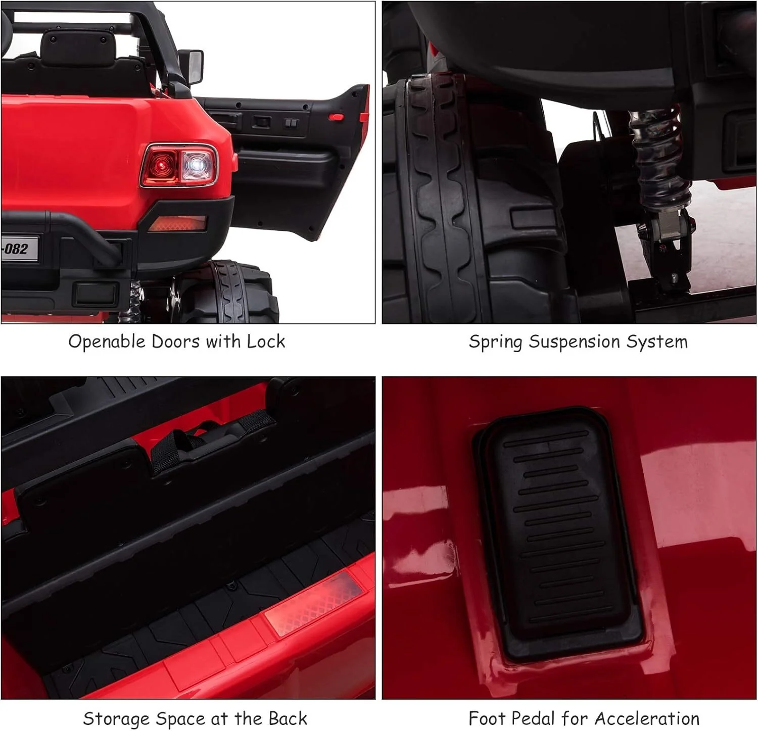 12V Electric Red Kids Ride-On Police SUV Truck with 2 Seats, Remote Control and MP3 Player - Image 7