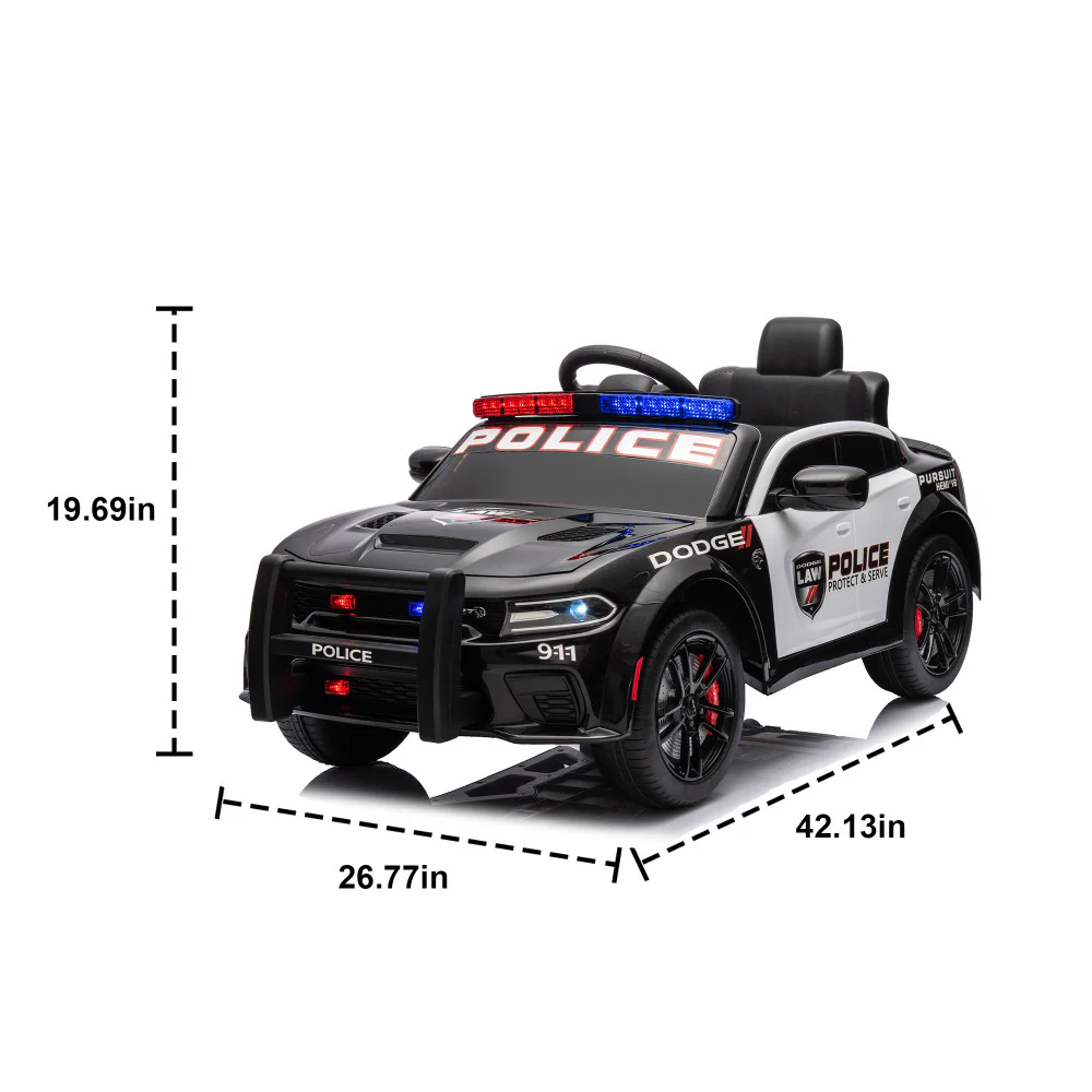 Kids Ride-On Police Car with Parental Remote Control, Anti-Collision Bar, and Slow Start - Image 2