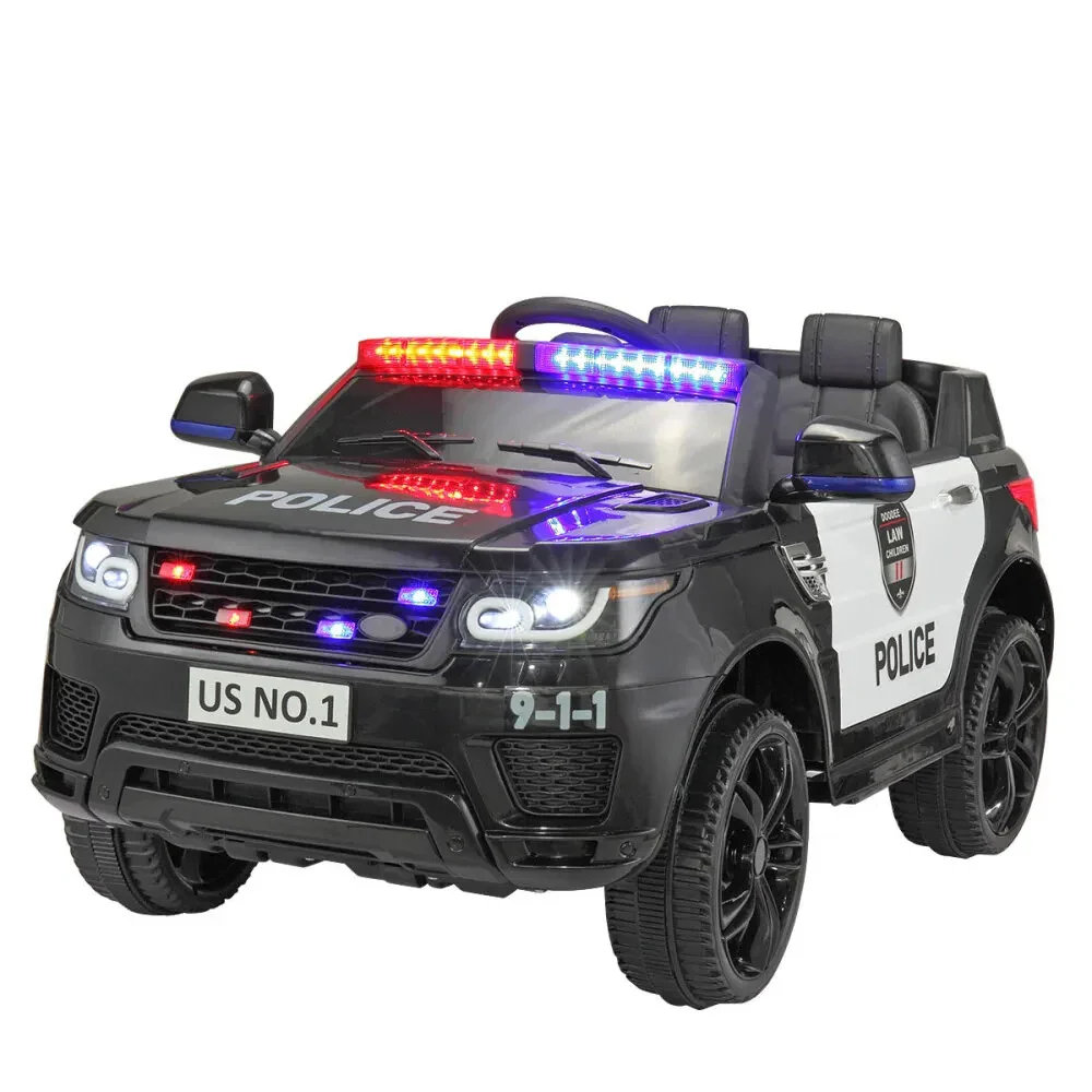 12V Battery-Powered Kids Ride-On Police Car with Parental Remote Control - Image 2