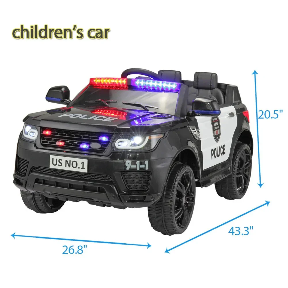 12V Battery-Powered Kids Ride-On Police Car with Parental Remote Control - Image 8