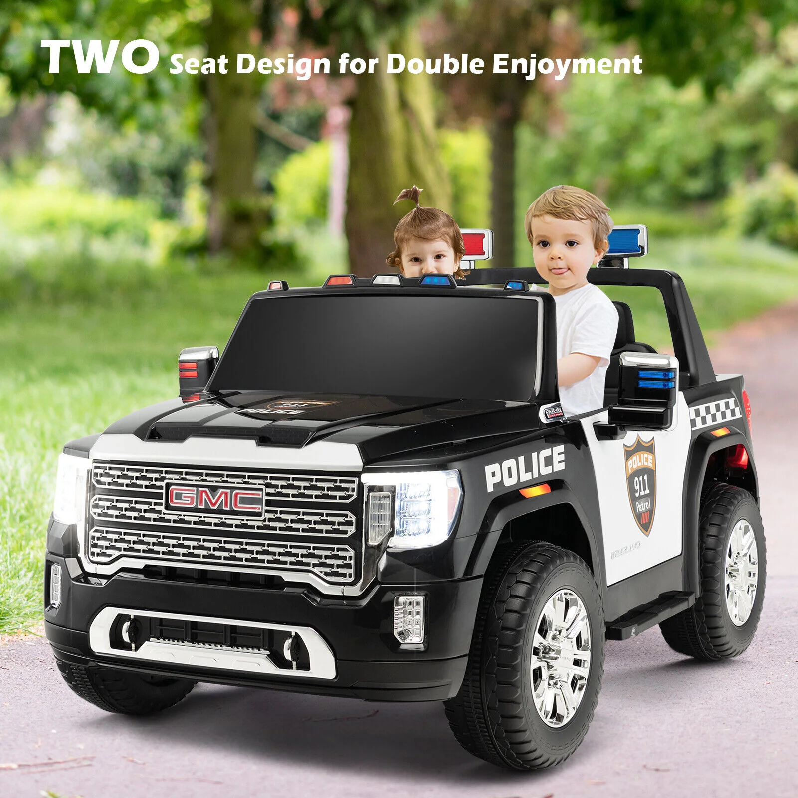 Kids Ride On Police Car with Seat Belts and Door Locks - 12V Electric Toy Vehicle - Image 4