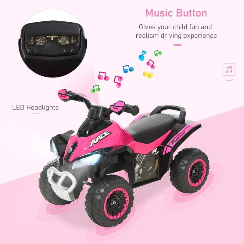 Kids Pink Ride-On Push Car ATV Foot-to-Floor Sliding Walker Racer Toy - Image 8
