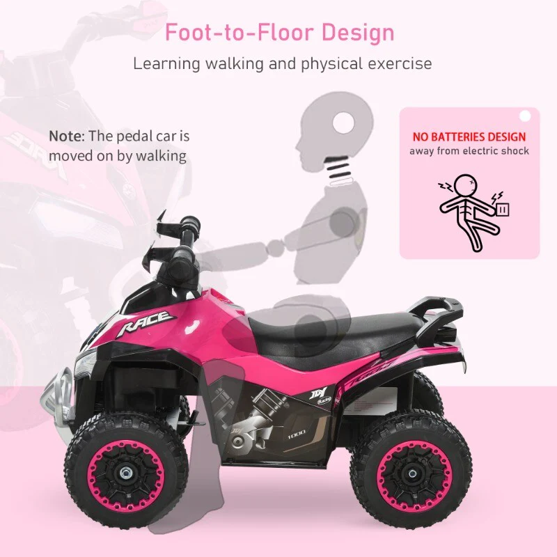 Pink Kids Ride-On Push Foot-to-Floor Sliding ATV Walker Toy Car Racer - Image 10