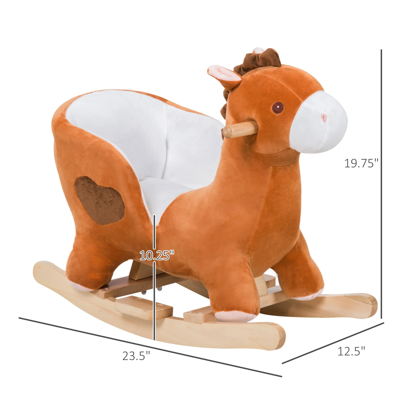 Deluxe Kids Wooden Ride-On Rocking Horse with Songs and Sturdy Animal Design - Image 3