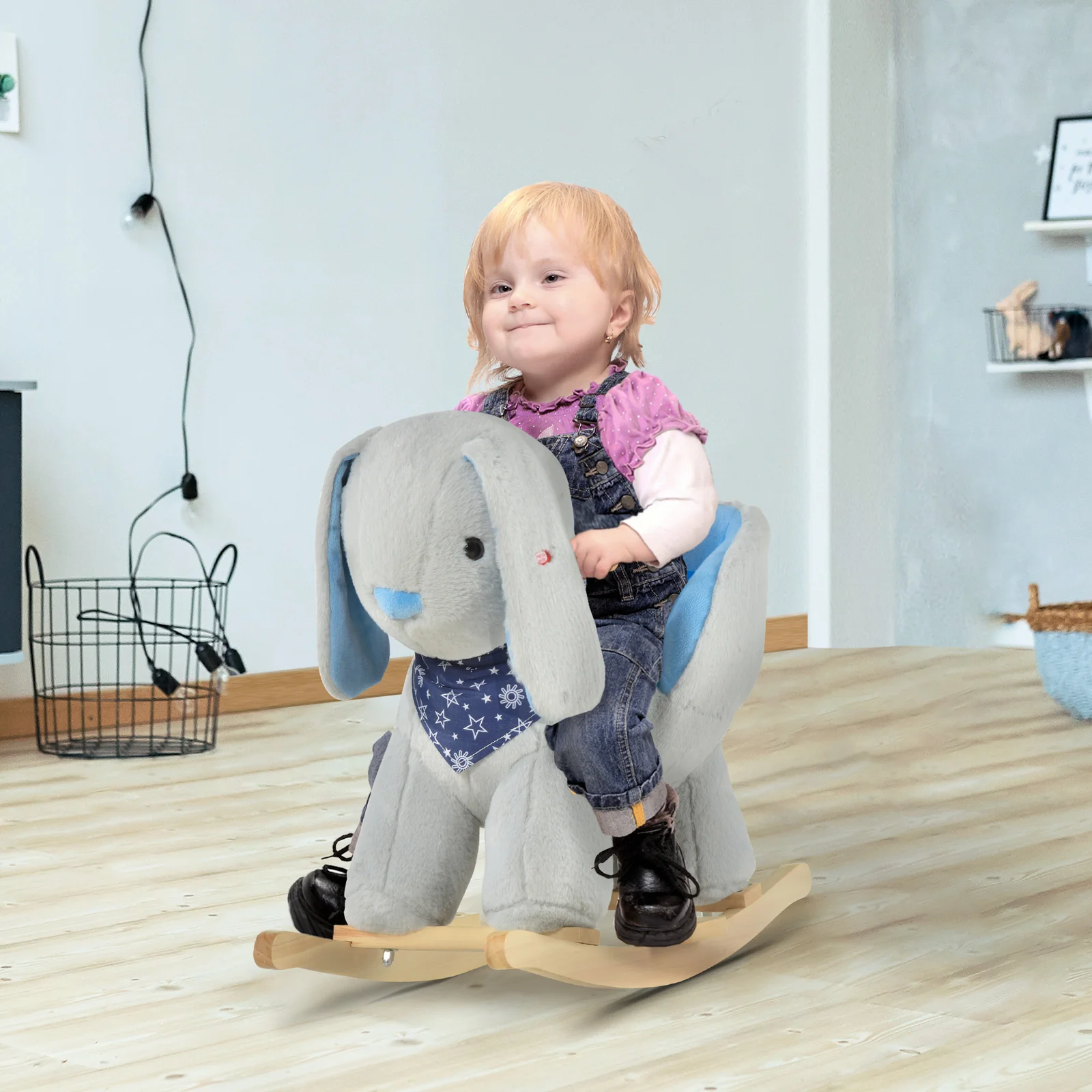 Kids Ride-On Rocking Bunny Horse Toy with Music and Soft Deluxe Design - Image 2