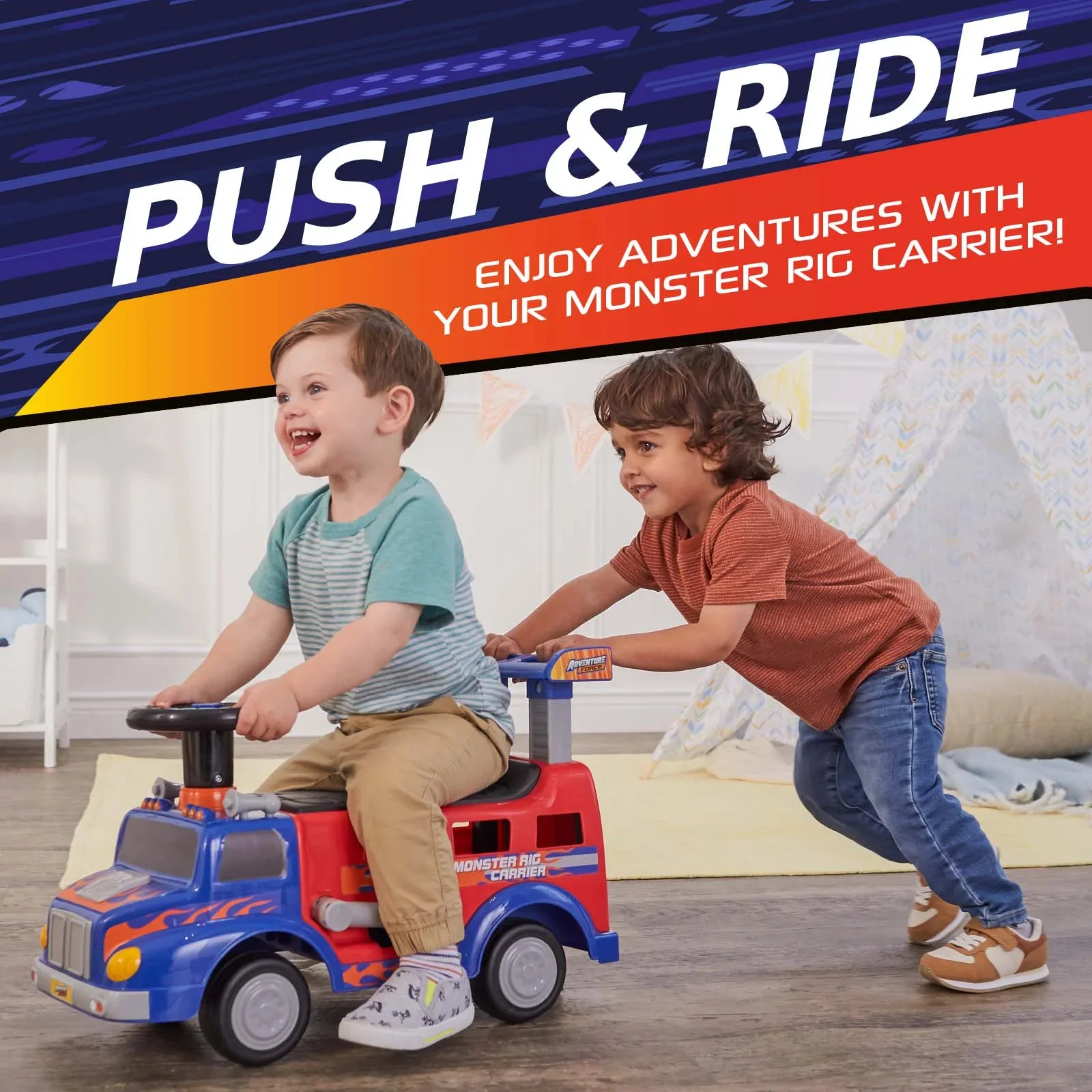Adventure Force Monster Rig Ride-On Toy Carrier for Kids Ages 1-3 - Image 5