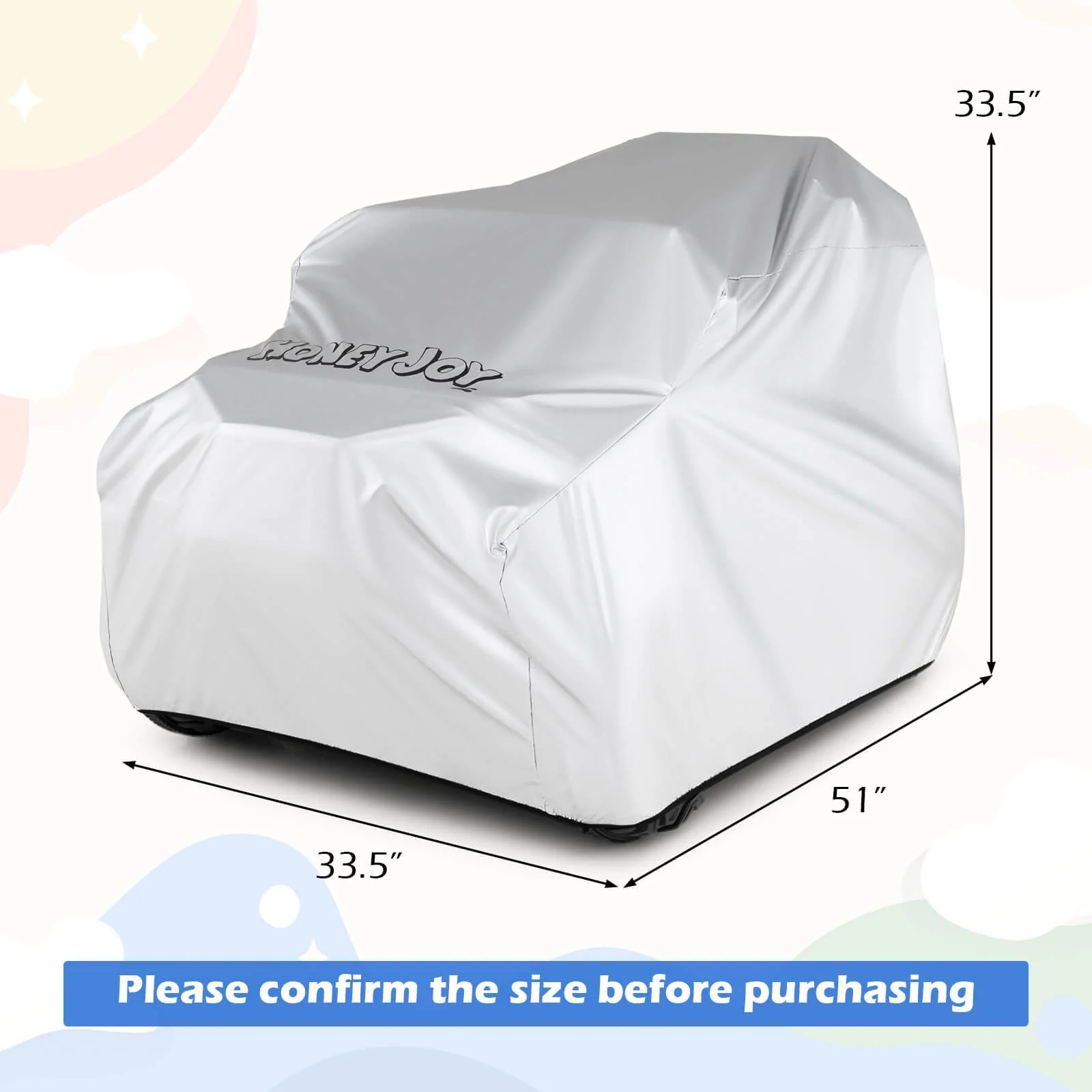 Kids Ride-On Toy Car Cover with Silver Coating and Storage Bag Universal Fit for Trucks - Image 2