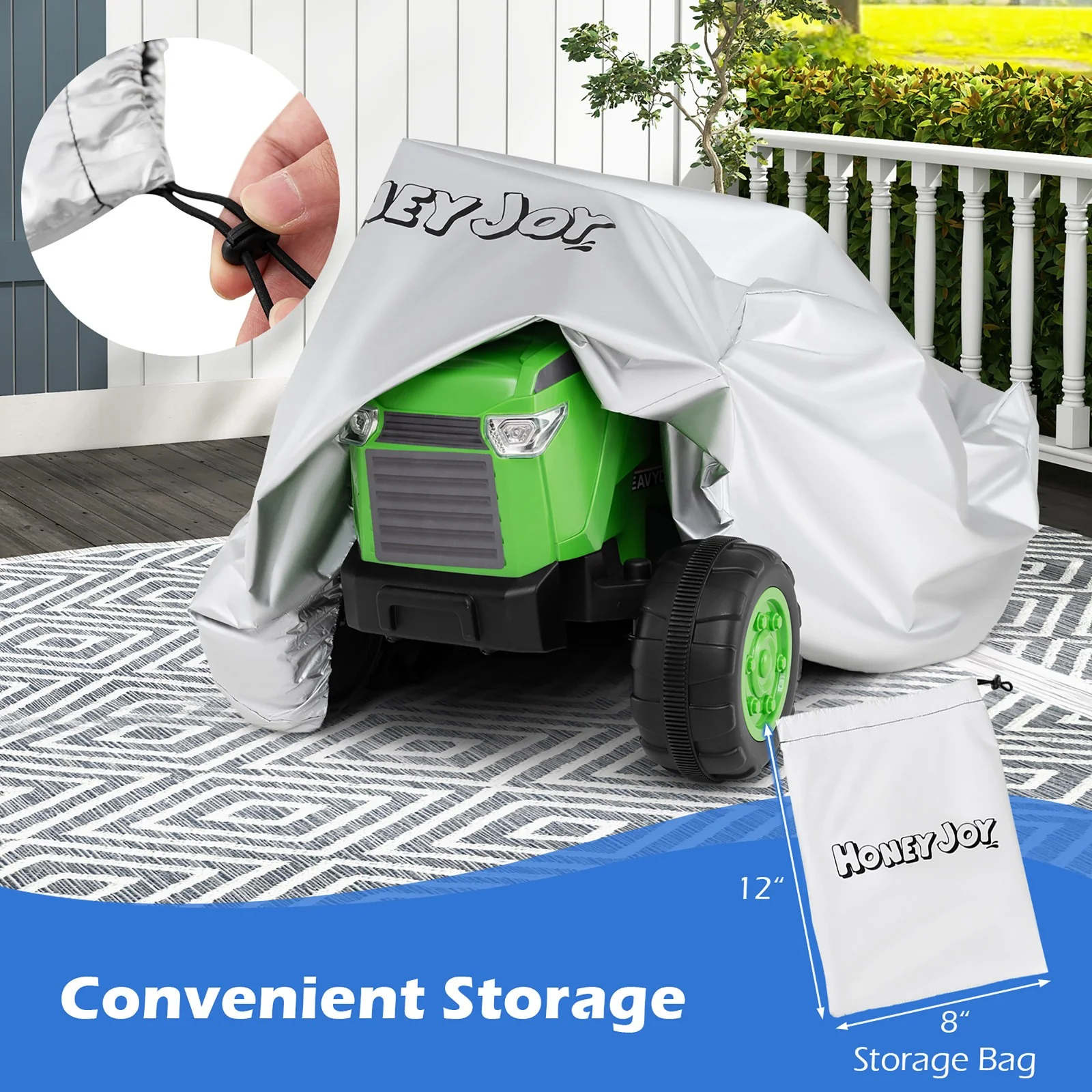 Kids Ride-On Toy Car Cover with Silver Coating and Universal Storage Bag for Trucks - Image 9
