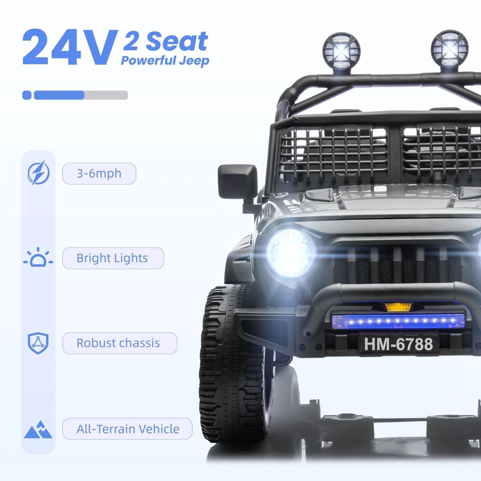 Electric 2-Seater Kids Ride-On Jeep Truck with Parental Remote Control and Power Wheels - Image 3