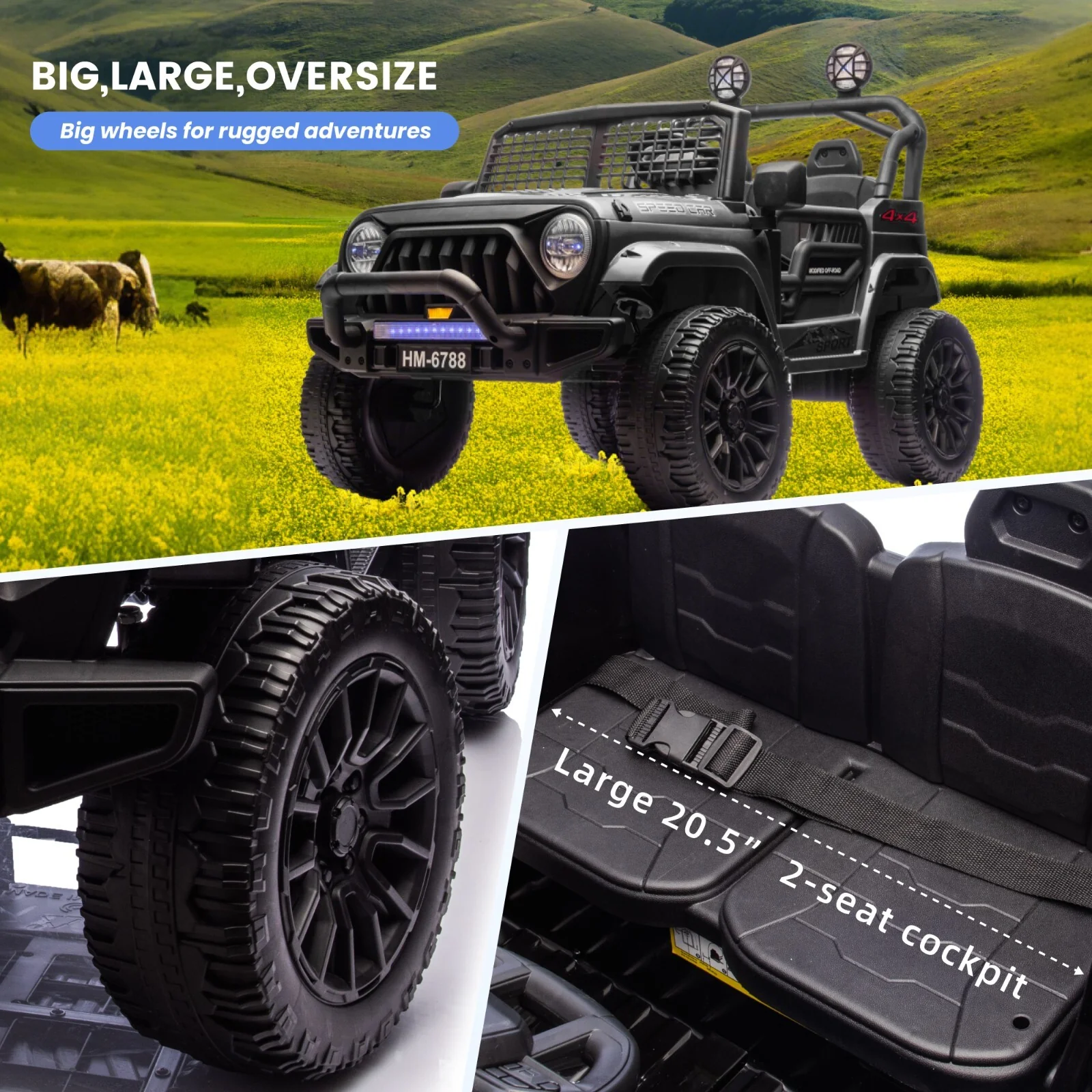 Electric 2-Seater Kids Ride-On Jeep Truck with Parental Remote Control and Power Wheels - Image 5