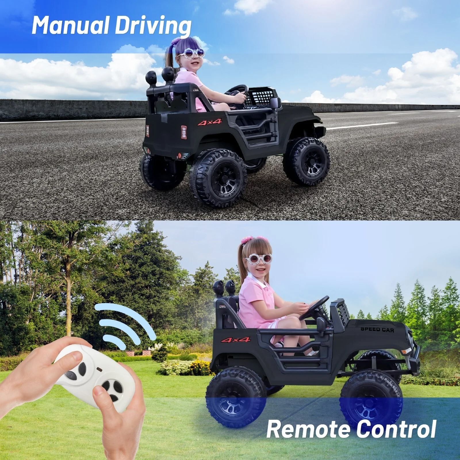 Electric 2-Seater Kids Ride-On Jeep Truck with Parental Remote Control and Power Wheels - Image 9