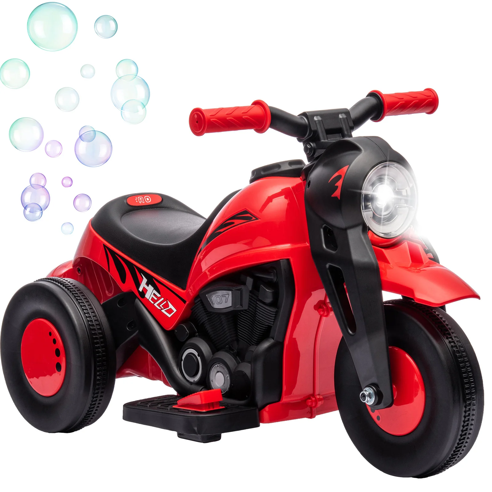Electric 6V Kids 3-Wheeled Ride-On Motorcycle with LED Headlight and Bubble Blower Toy Car - Image 11