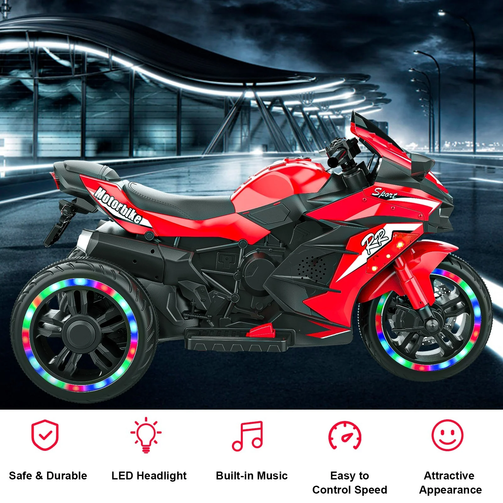 12V Electric Ride-On Motorcycle for Kids with 3 Wheels and 110lbs Capacity - Image 5