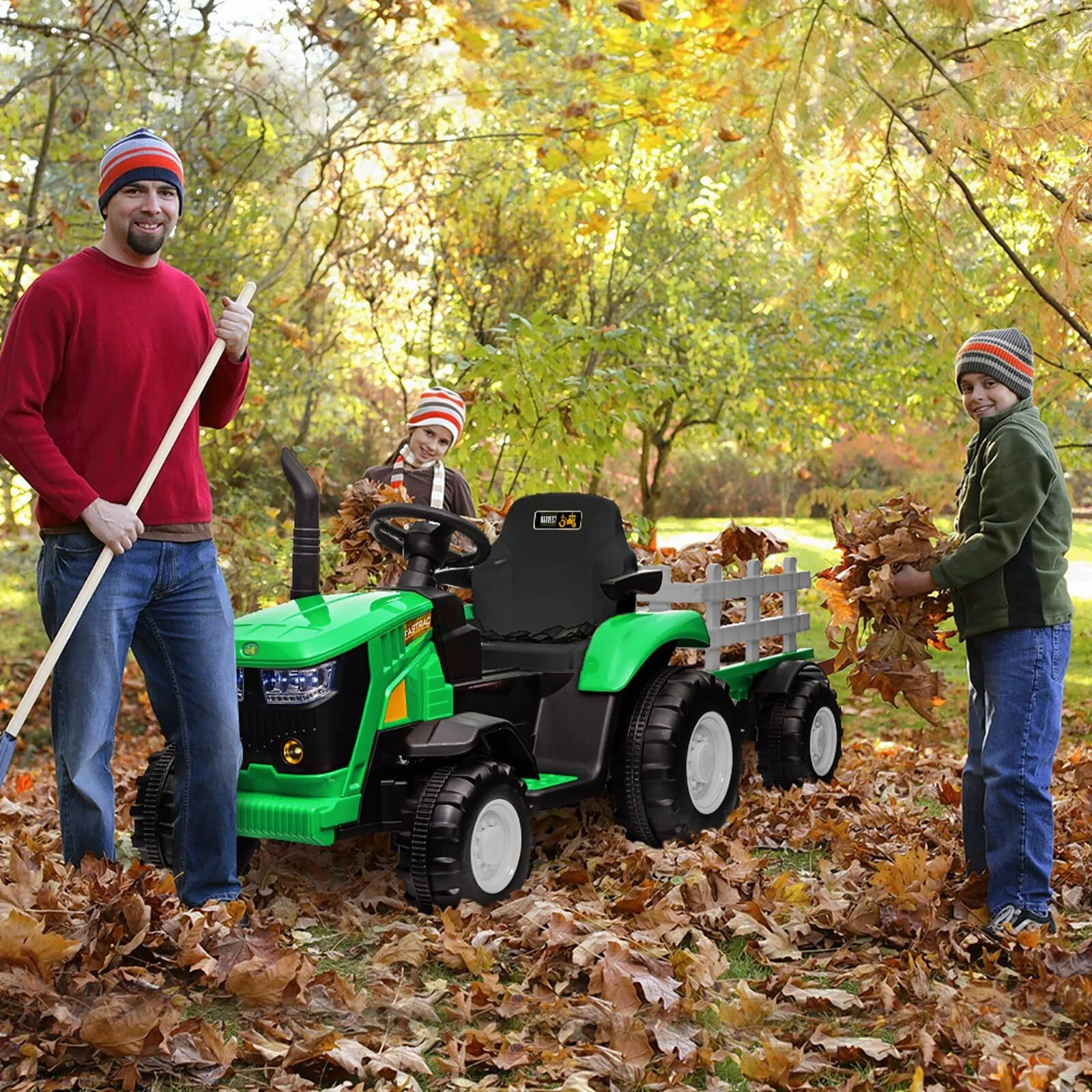 12V Electric Ride-On Kids Tractor Toy with 6 Wheels, Trailer, and Remote Control - Image 4