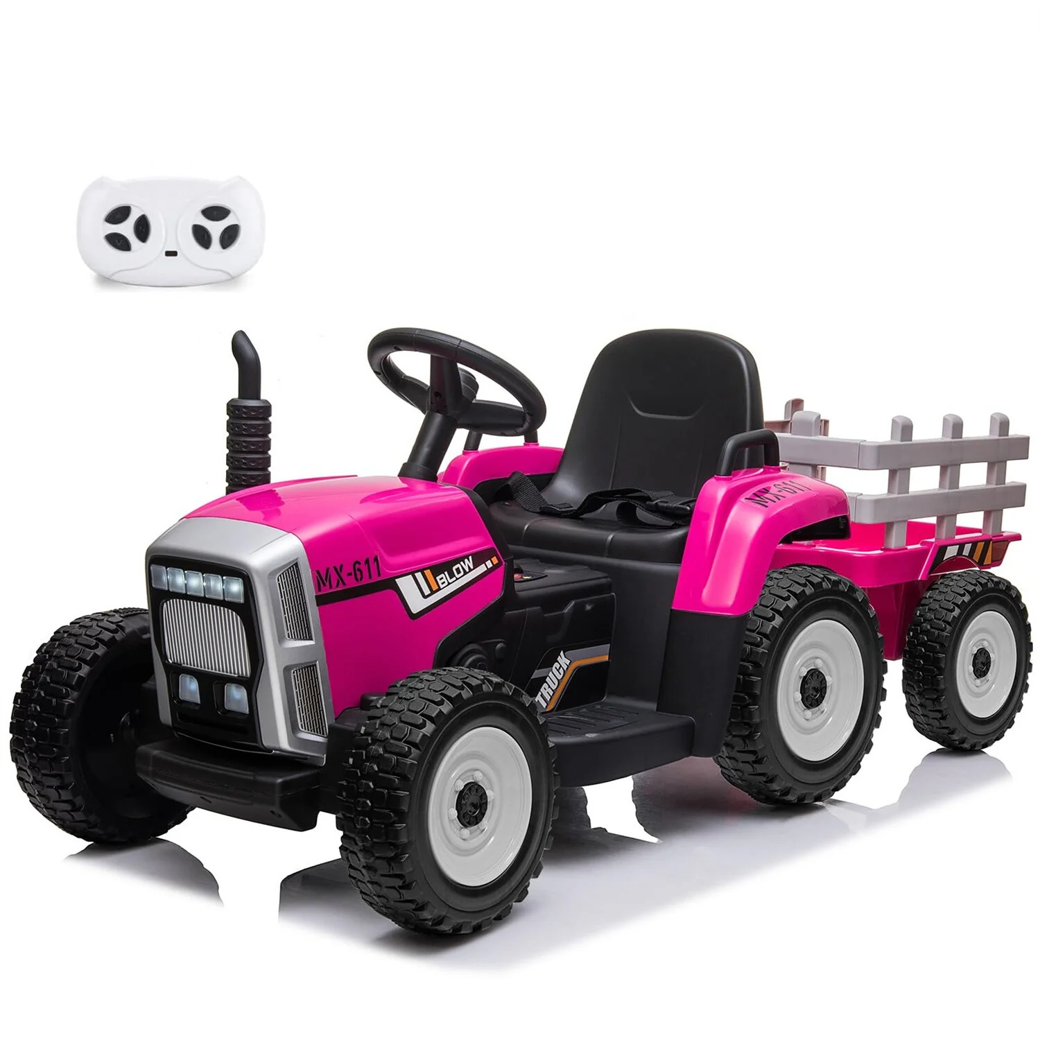 12V Battery-Powered Electric Ride-On Tractor with Trailer and Music for Kids Age 3+ - Image 2