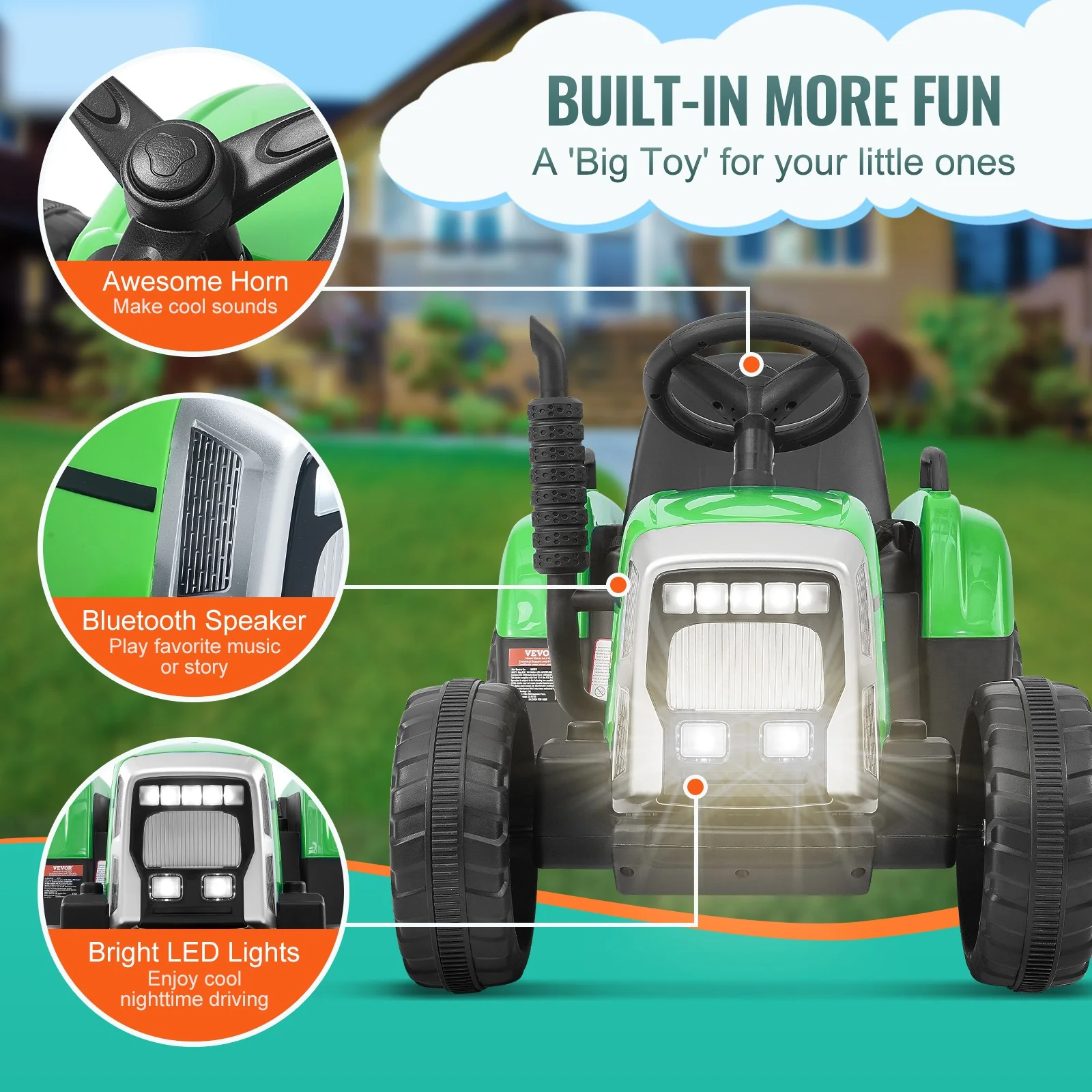 12V Electric Ride-On Kids Tractor Toy with Trailer and Remote Control - Image 5