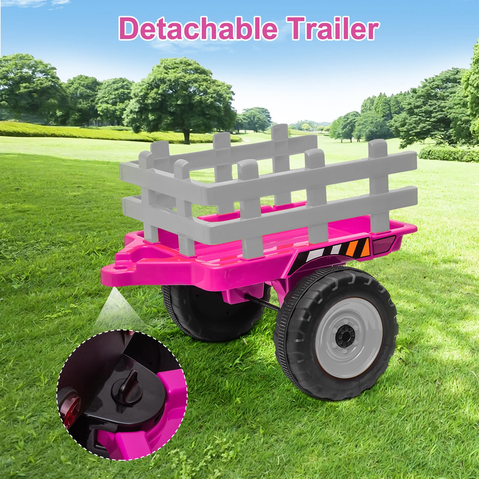 Kids Electric Ride-On Tractor with Dual 25W Motors, Trailer, and Remote Control - Image 7