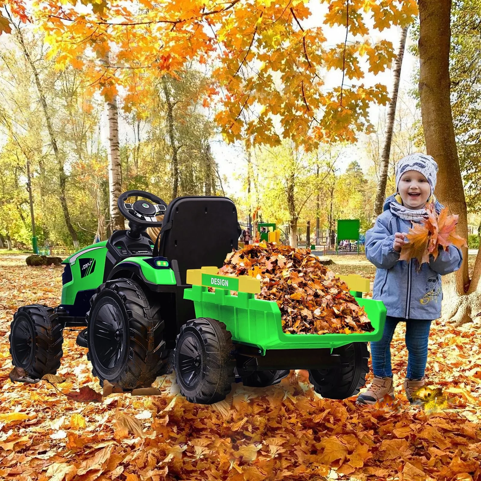 24V Electric Ride-On Tractor with Trailer and Excavator for Kids - Image 3