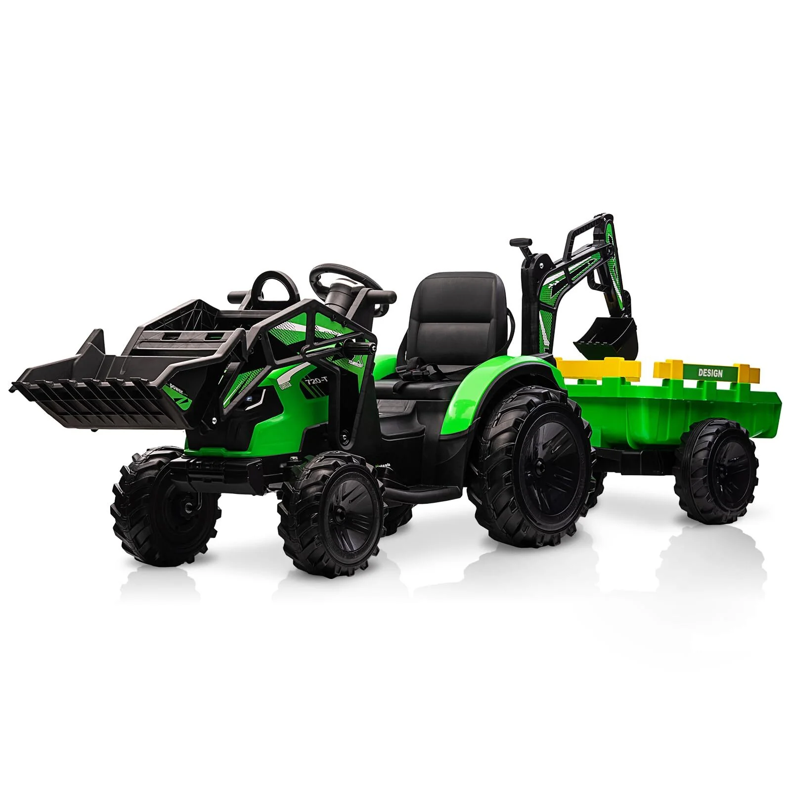 24V Electric Ride-On Tractor with Trailer and Excavator for Kids - Image 8
